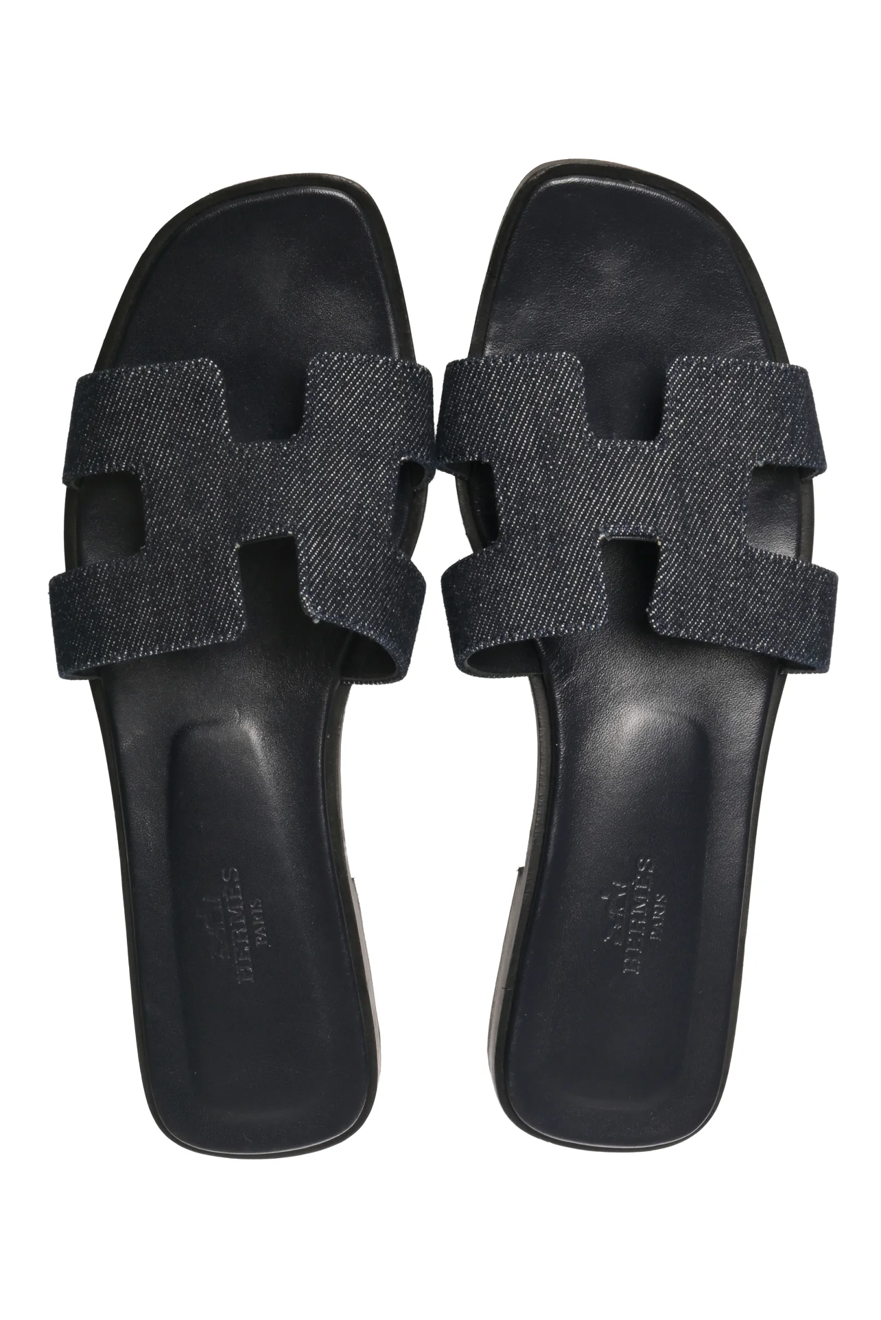 Hermes Size 38 Denim Oran Sandals - Image 6