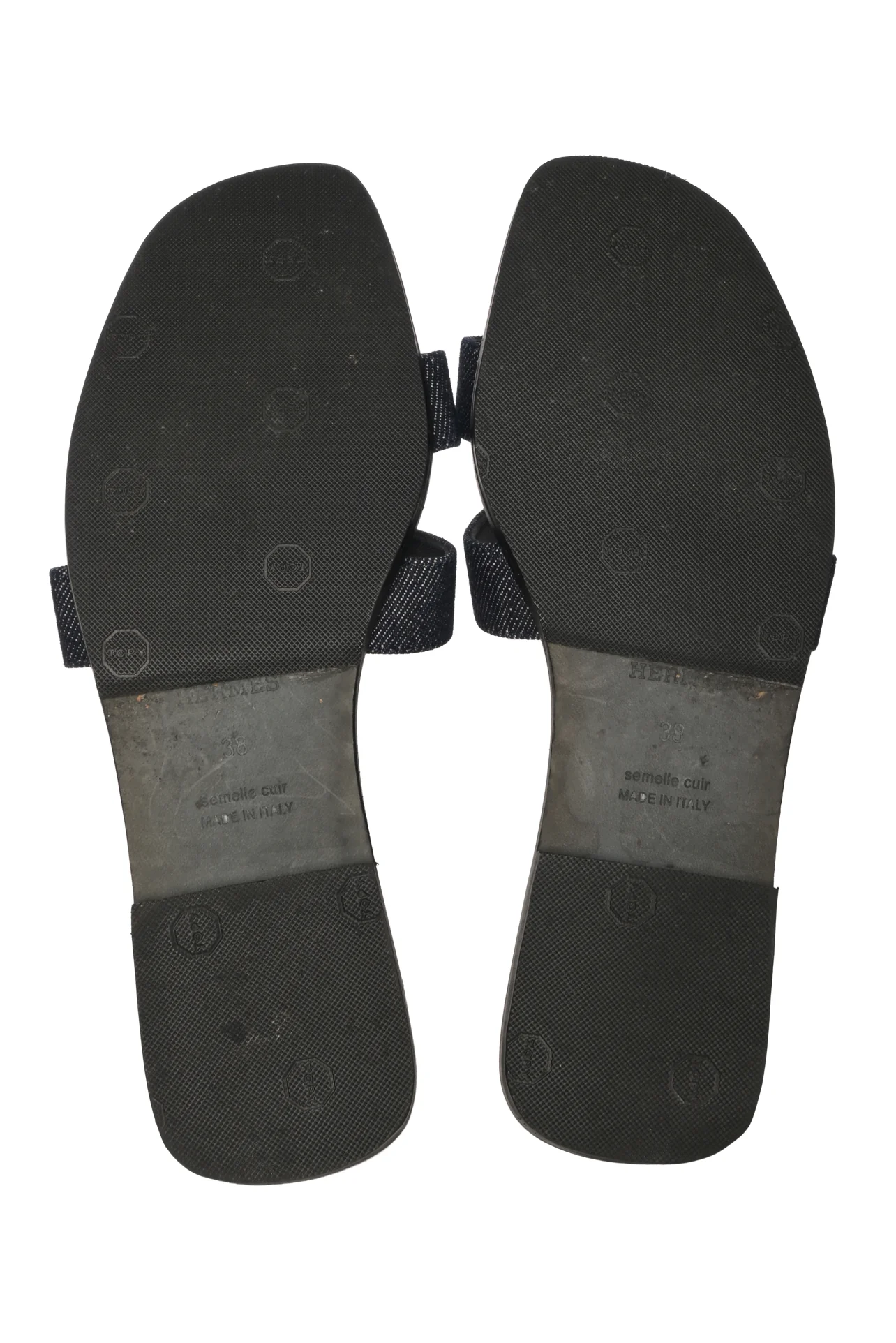 Hermes Size 38 Denim Oran Sandals - Image 7
