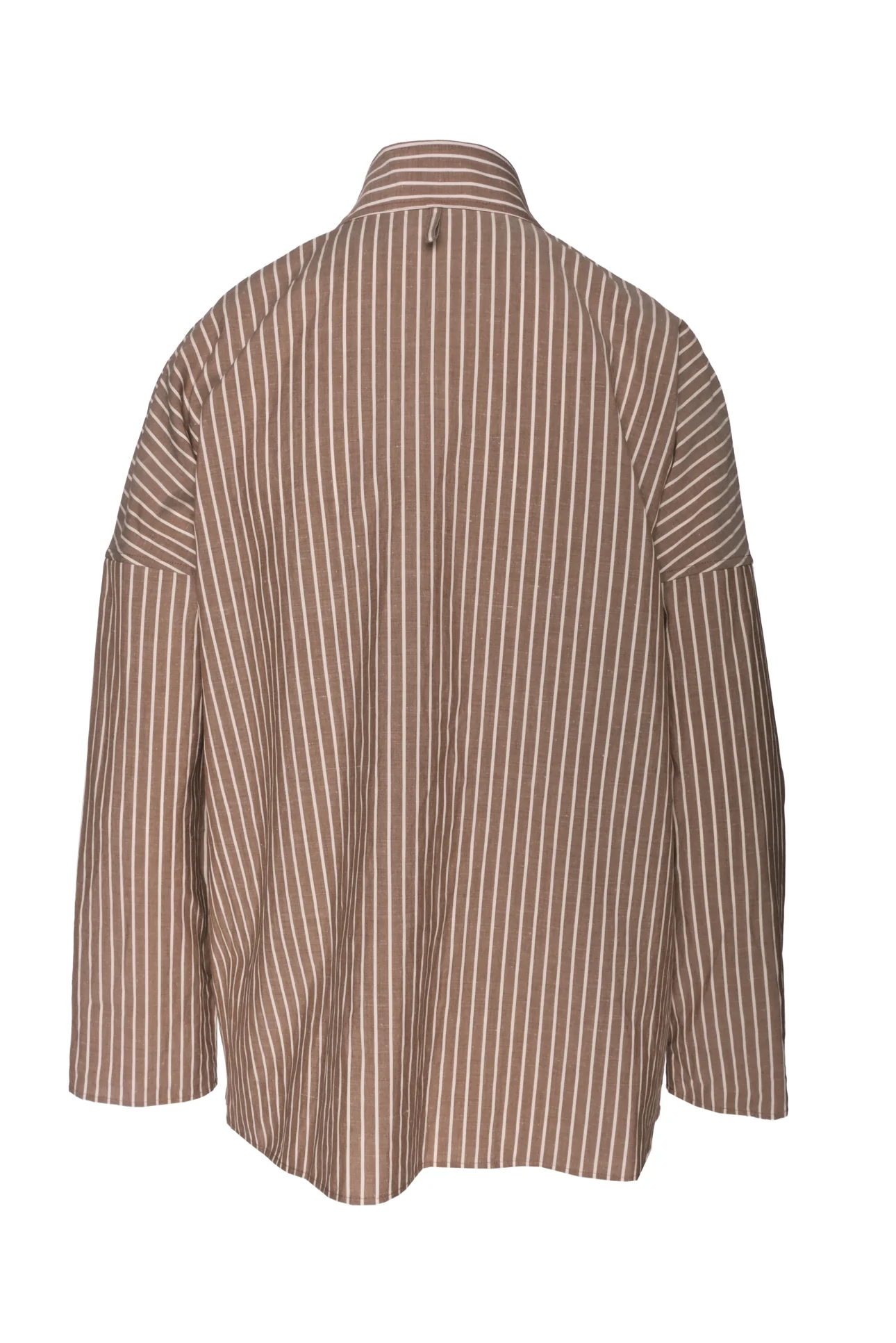 Hermes Size 4 Cotton, Linen & Silk Striped Mock Neck Blouse - Image 2