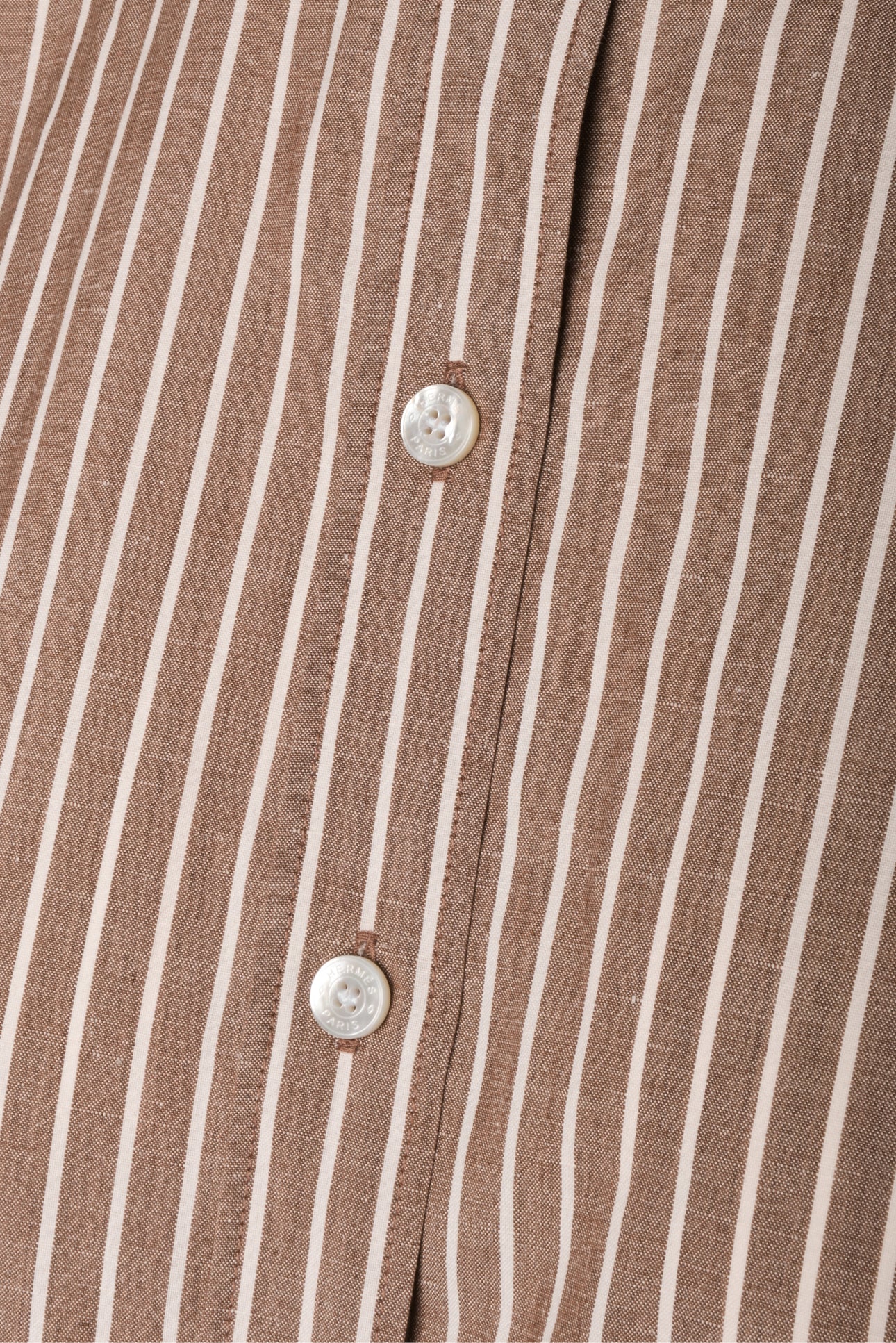 Hermes Size 4 Cotton, Linen & Silk Striped Mock Neck Blouse - Image 3