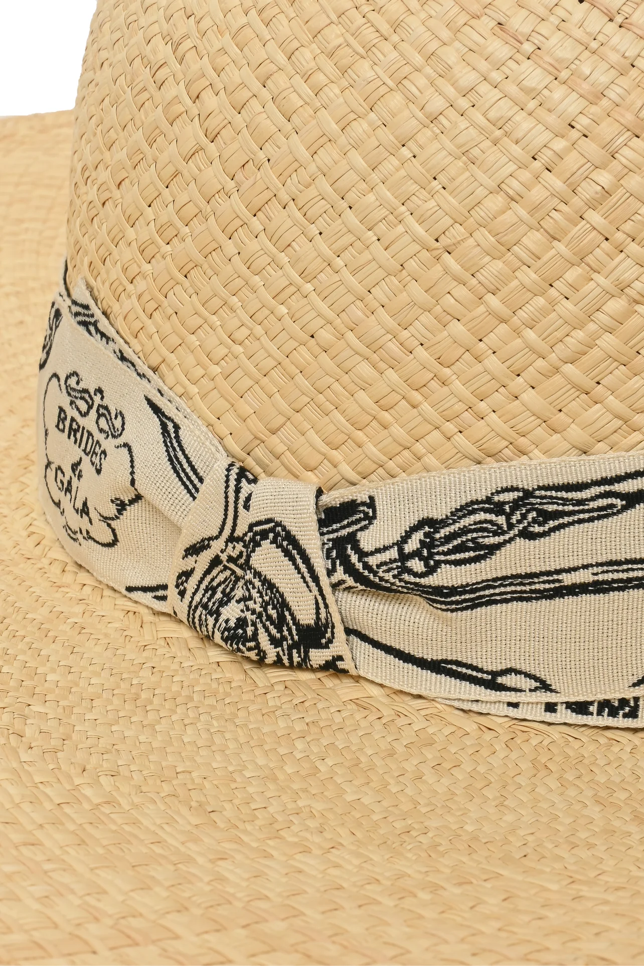 Hermes Size 58 Carrousel Brides De Gala Printed Ribbon Panama Straw Hat - Image 2