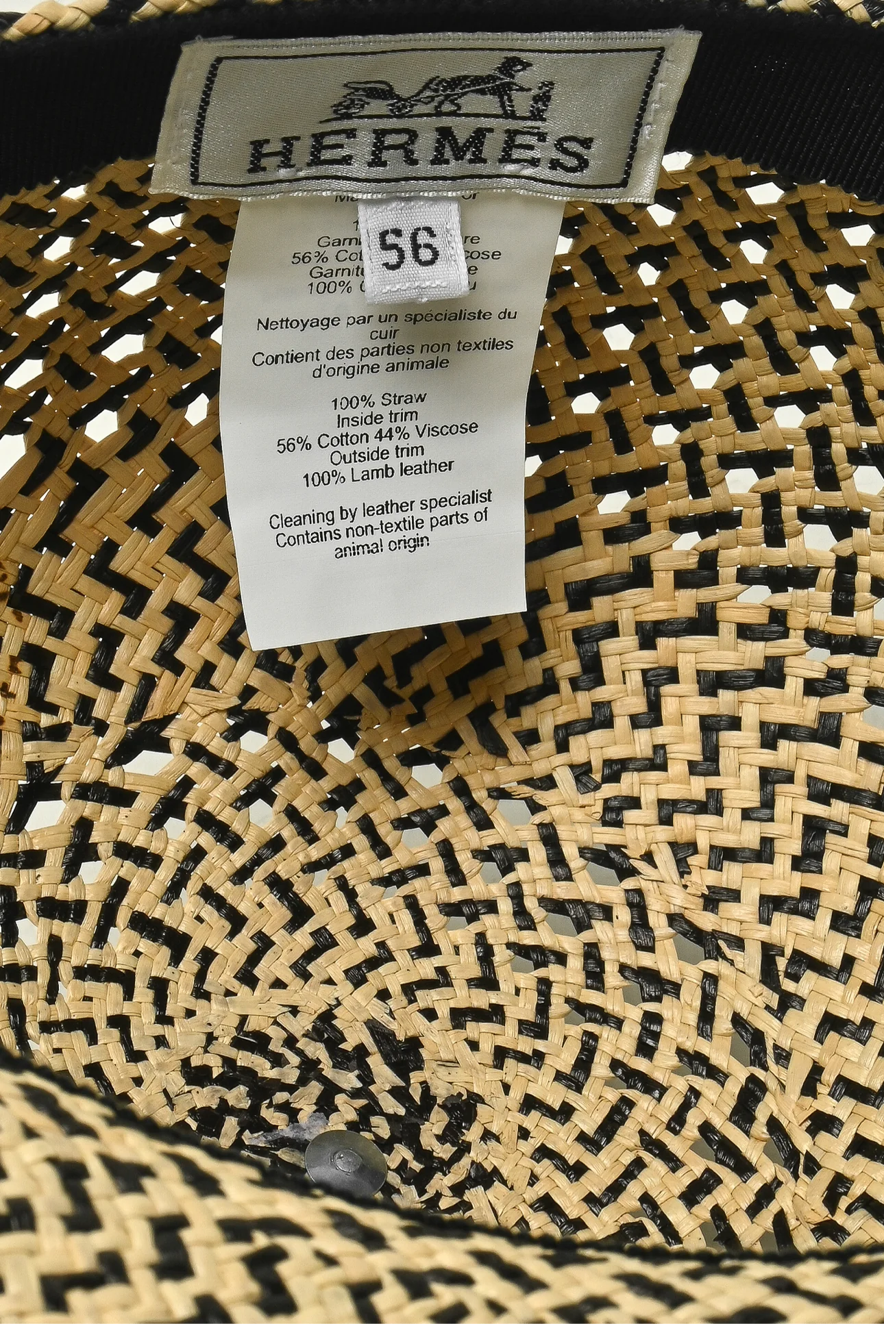 Hermes Size M Woven Straw Panama Tanzanie Hat - Image 5