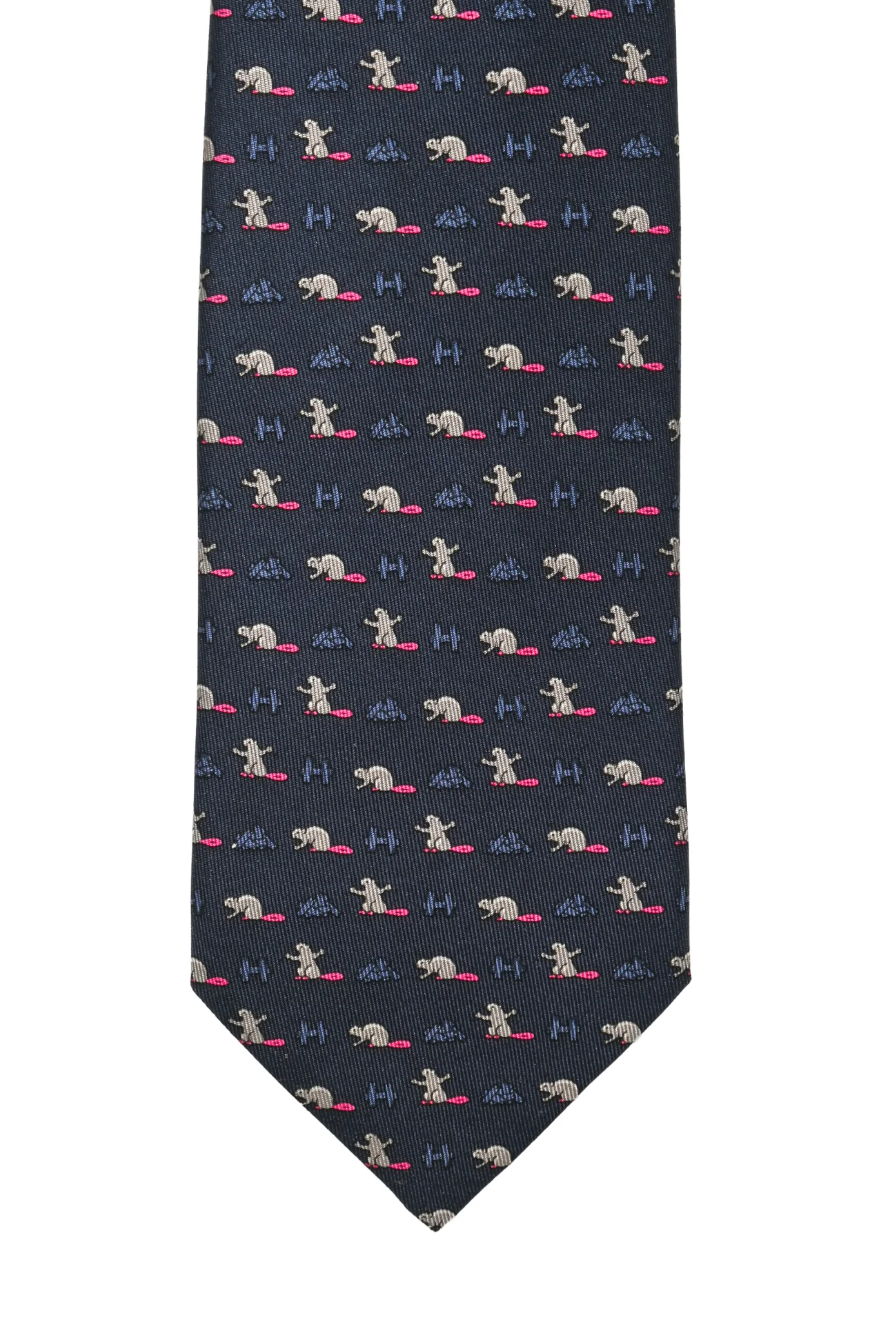 Hermes Size OS Men's Beaver Castor Constructor Silk Tie - Image 2