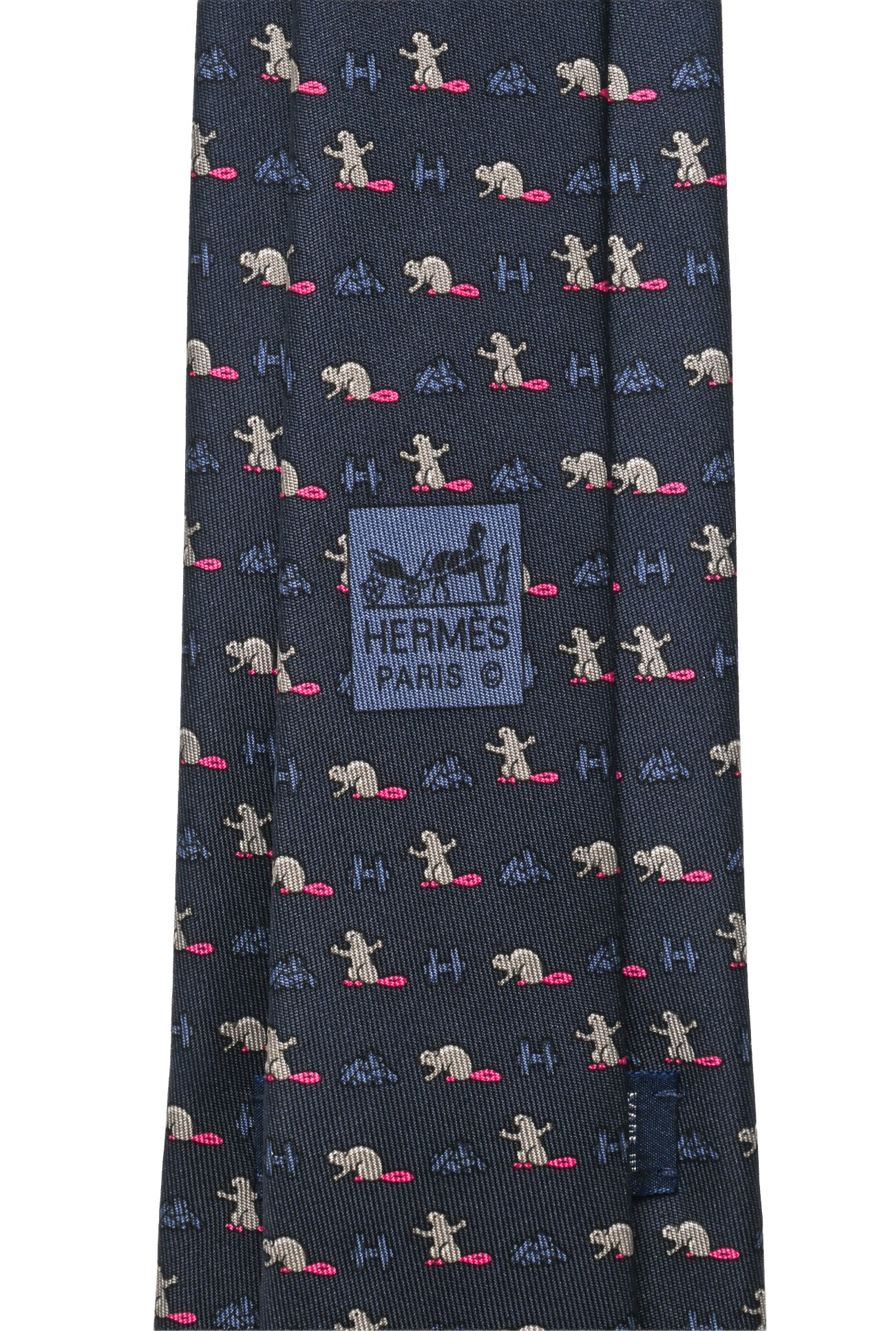 Hermes Size OS Men's Beaver Castor Constructor Silk Tie - Image 3