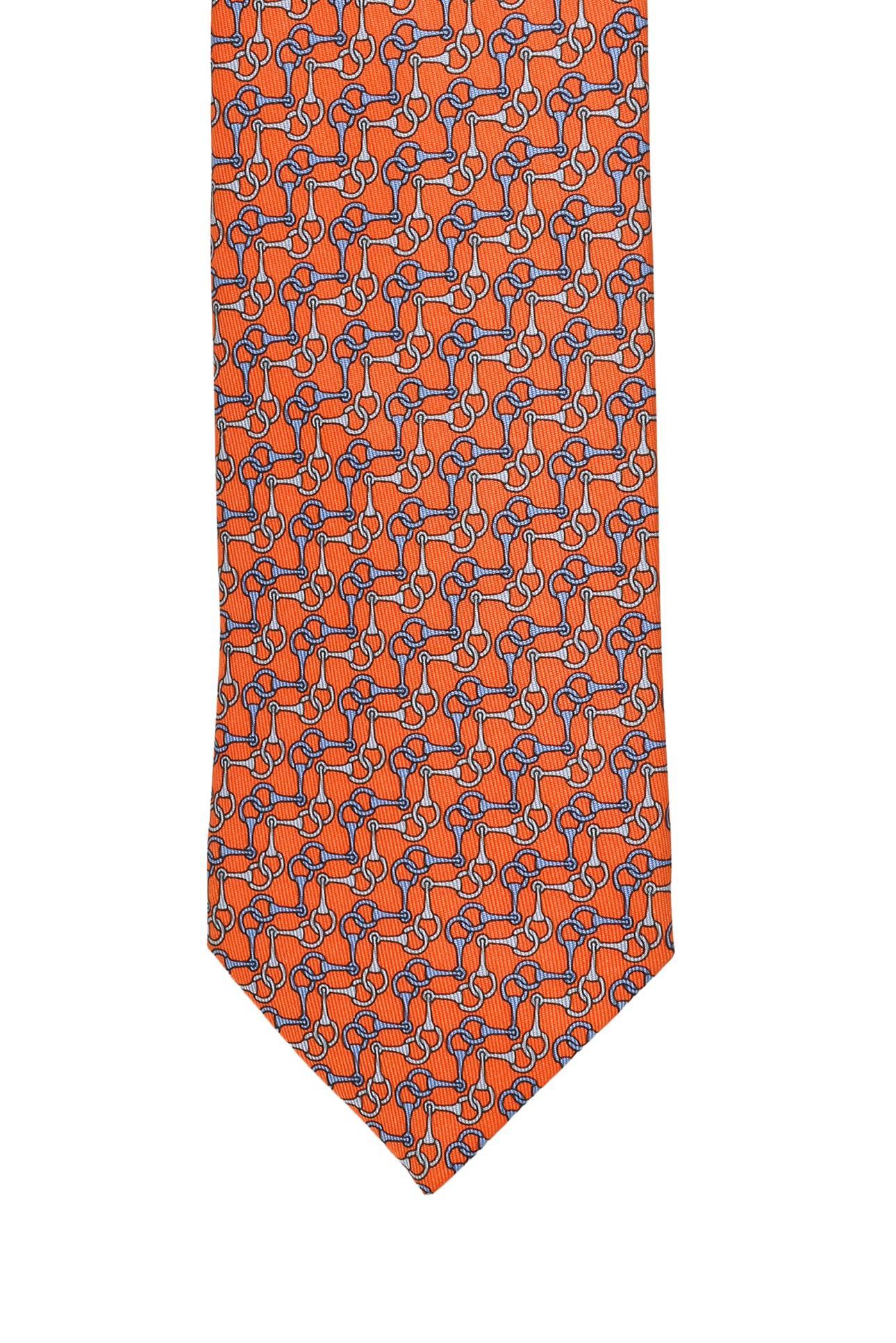 Hermes Size OS Men's Horse Bit Print Silk Tie - Image 2