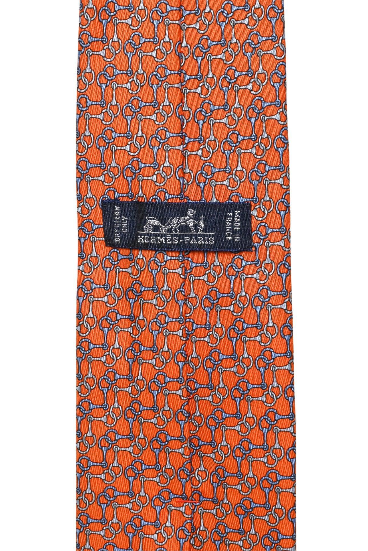 Hermes Size OS Men's Horse Bit Print Silk Tie - Image 4