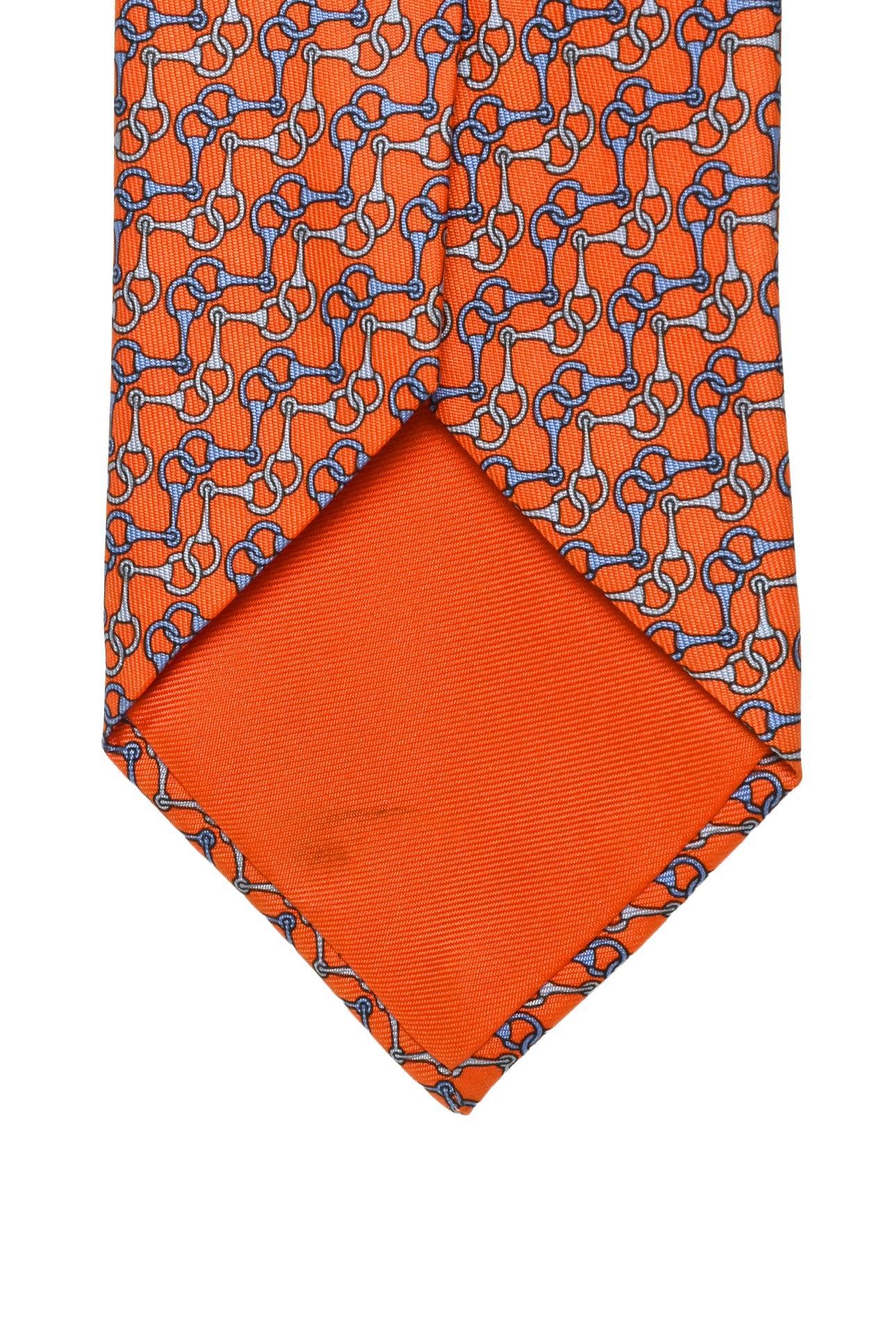 Hermes Size OS Men's Horse Bit Print Silk Tie - Image 5