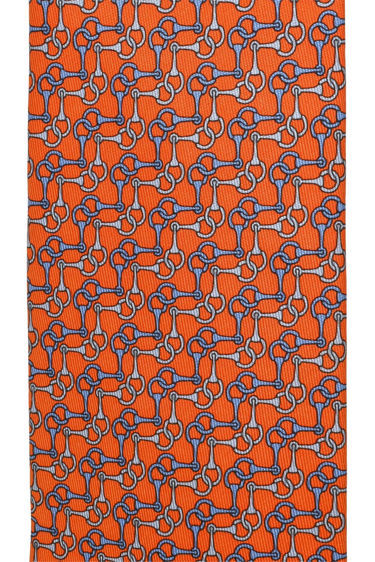 Hermes Size OS Men's Horse Bit Print Silk Tie - Image 6