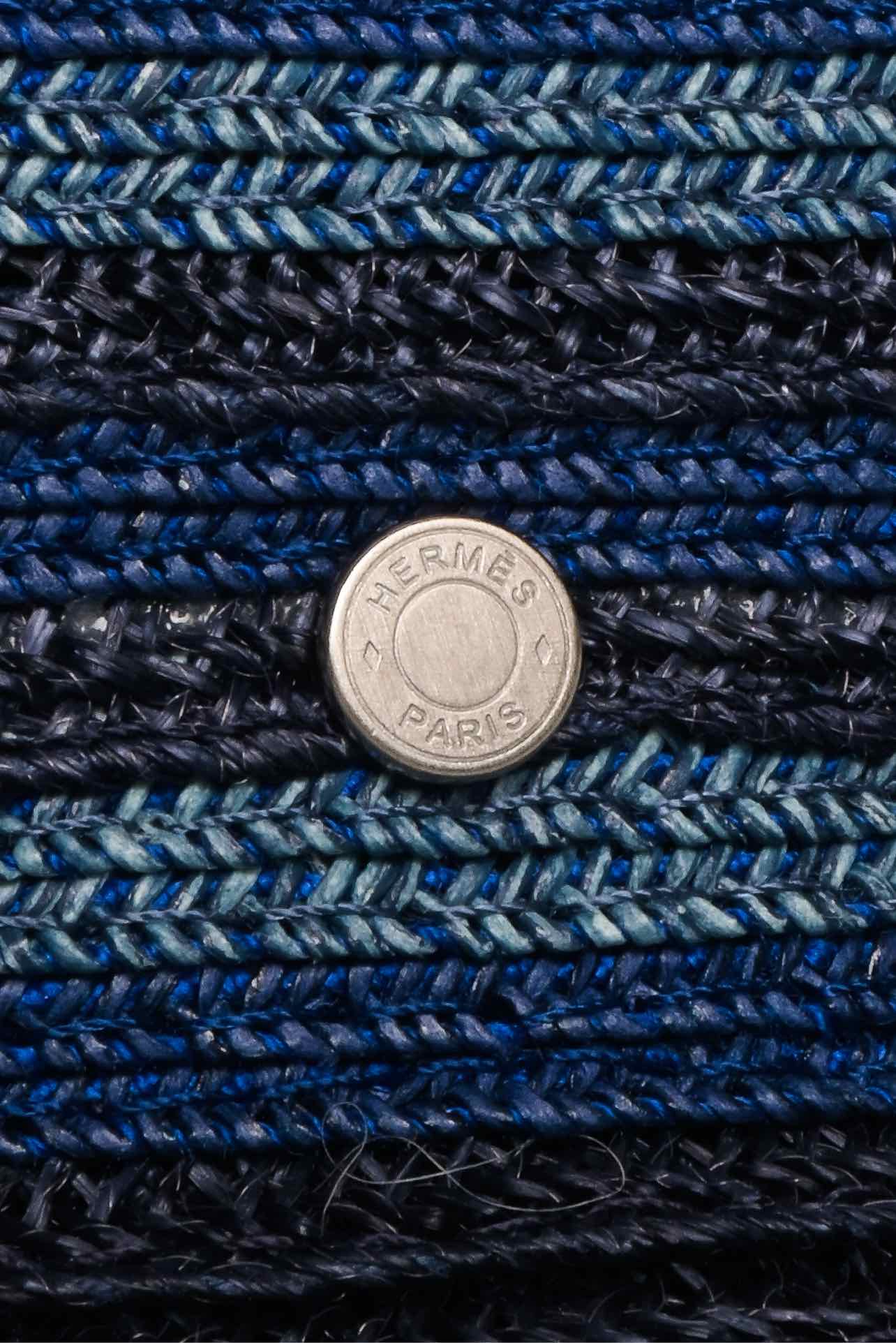 Hermes Size XL Striped Detail Hemp Claudio Hat - Image 3