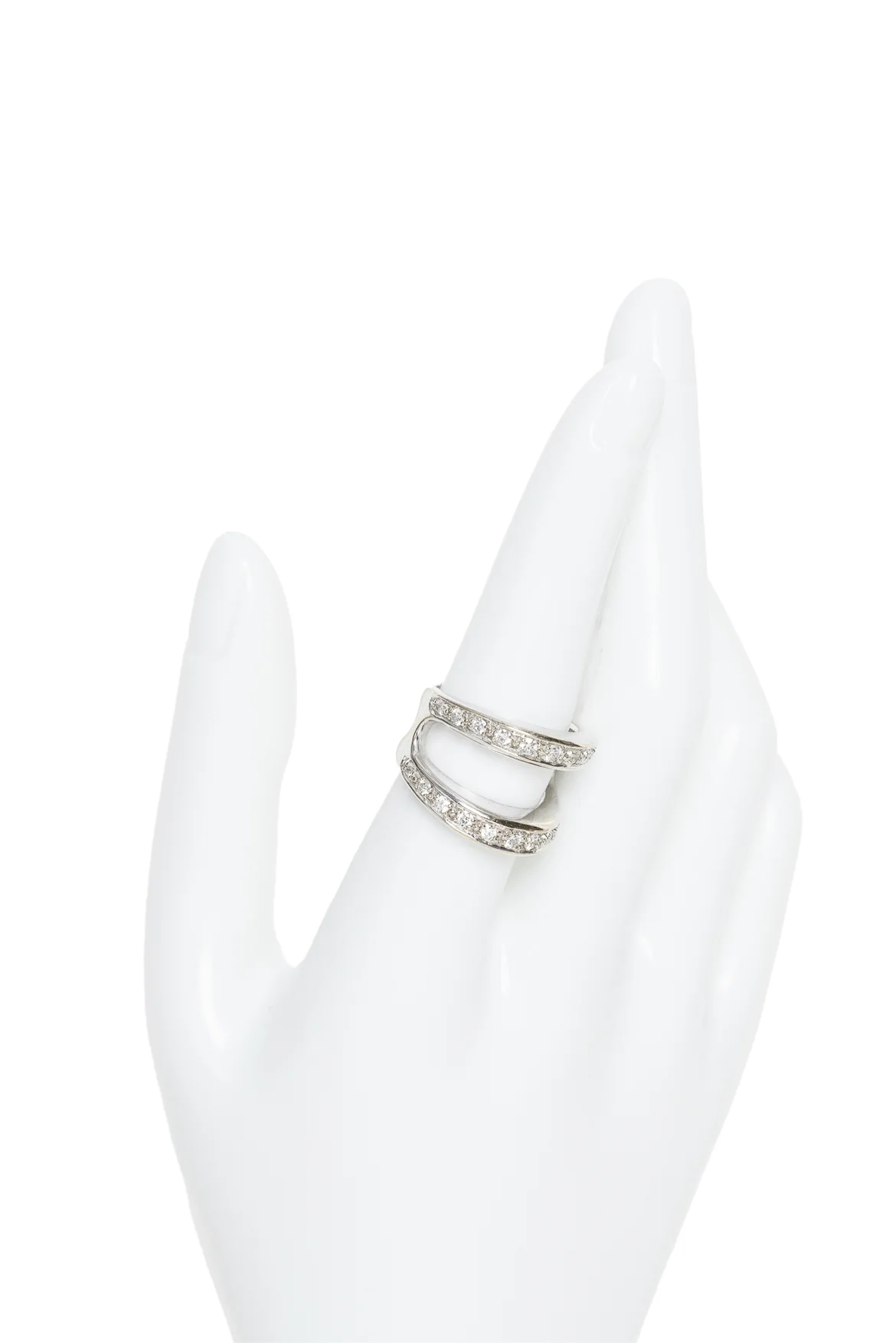 Hoorsenbuhs Size 6.5 18K White Gold Diamond Masque Ring - Image 3