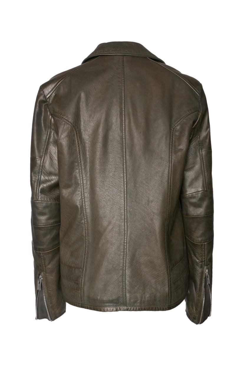 Hugo Boss Size M Leather Moto Jacket w/ Shearling Lining - Image 2