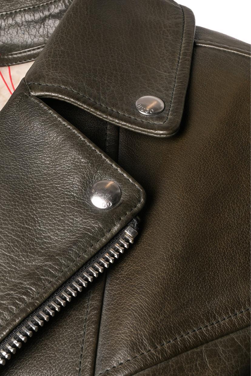 Hugo Boss Size M Leather Moto Jacket w/ Shearling Lining - Image 3