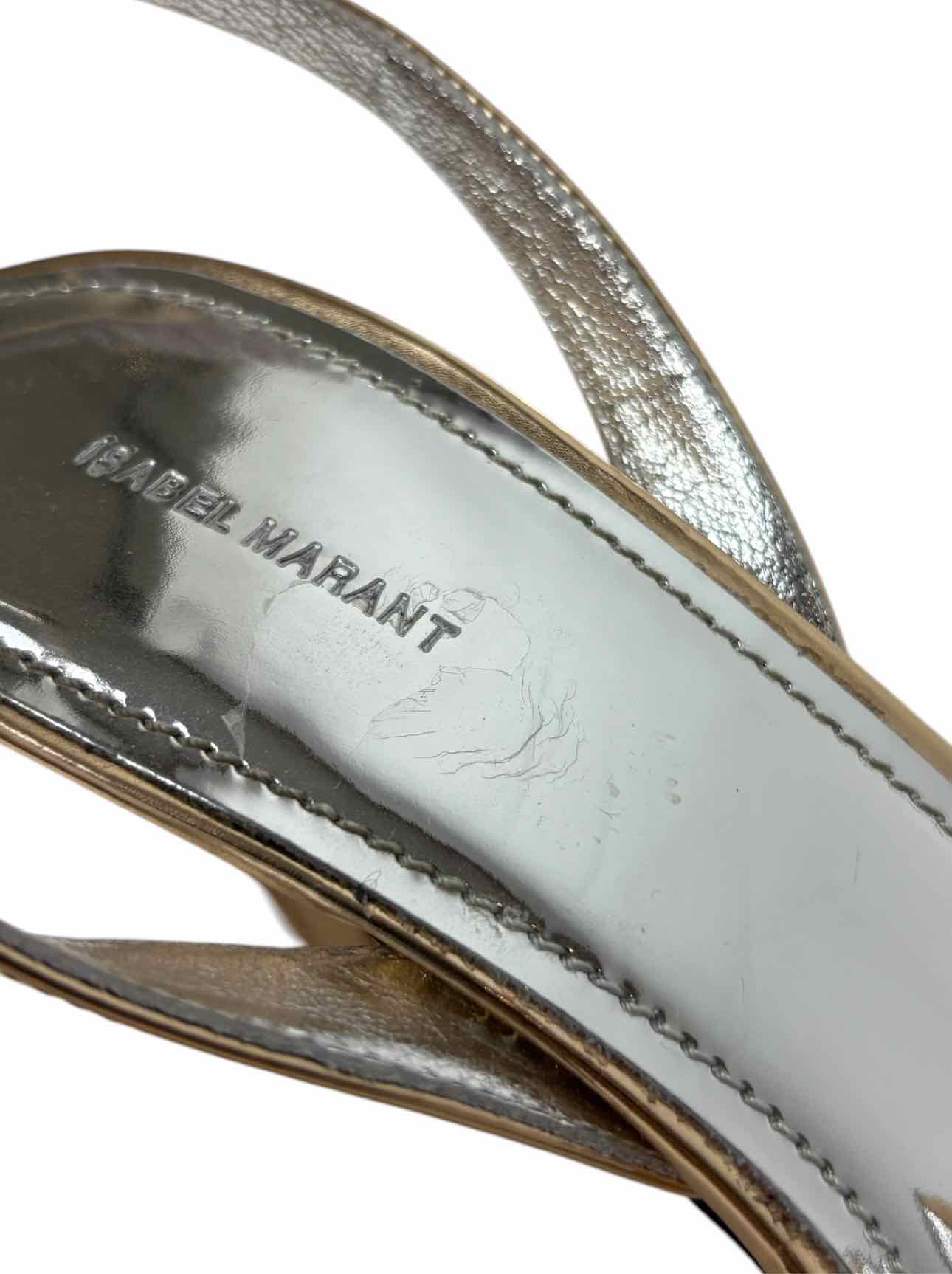Isabel Marant Size 37 Metallic Bow Story Leather Sandals - Image 15