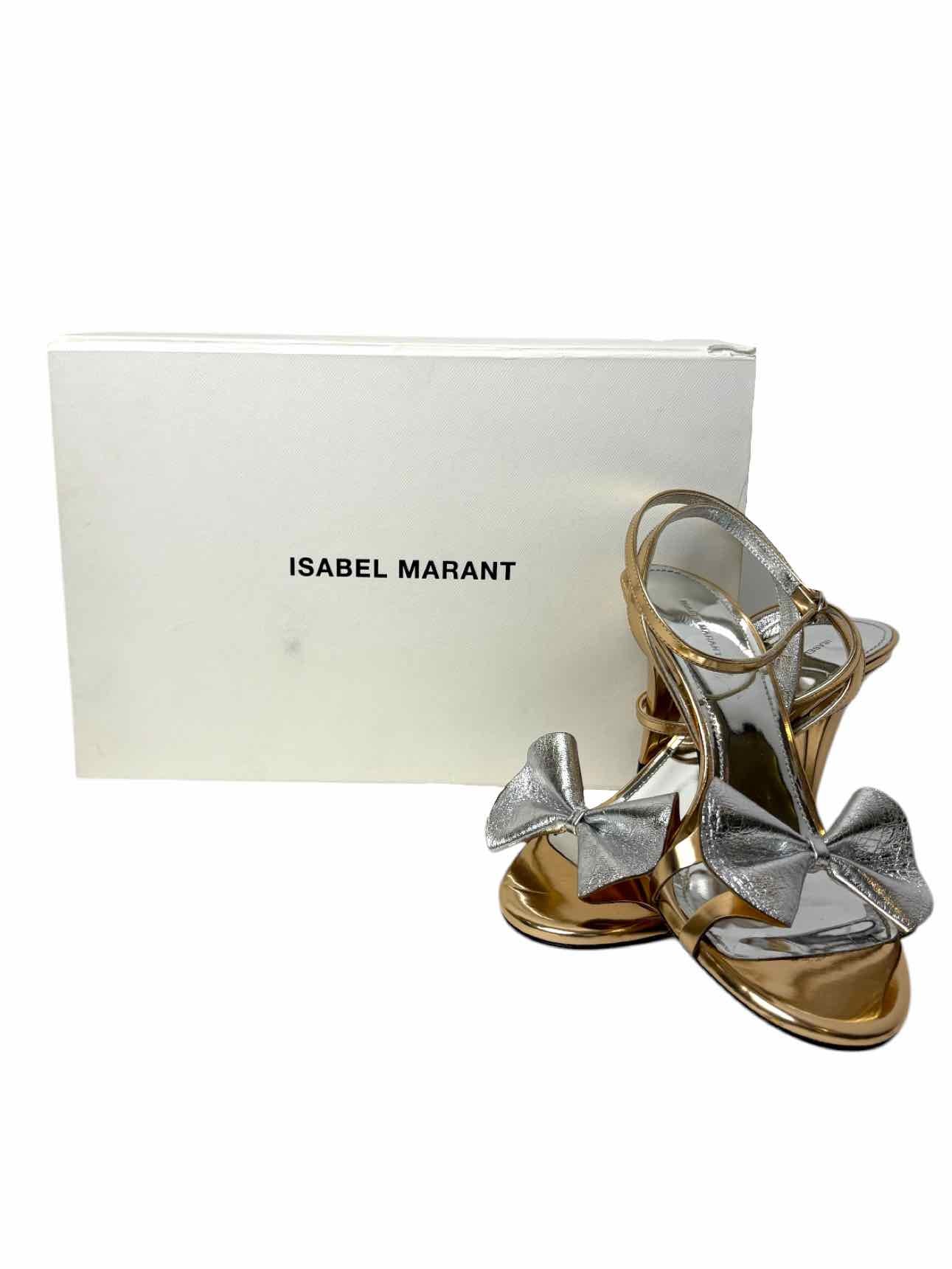 Isabel Marant Size 37 Metallic Bow Story Leather Sandals - Image 6