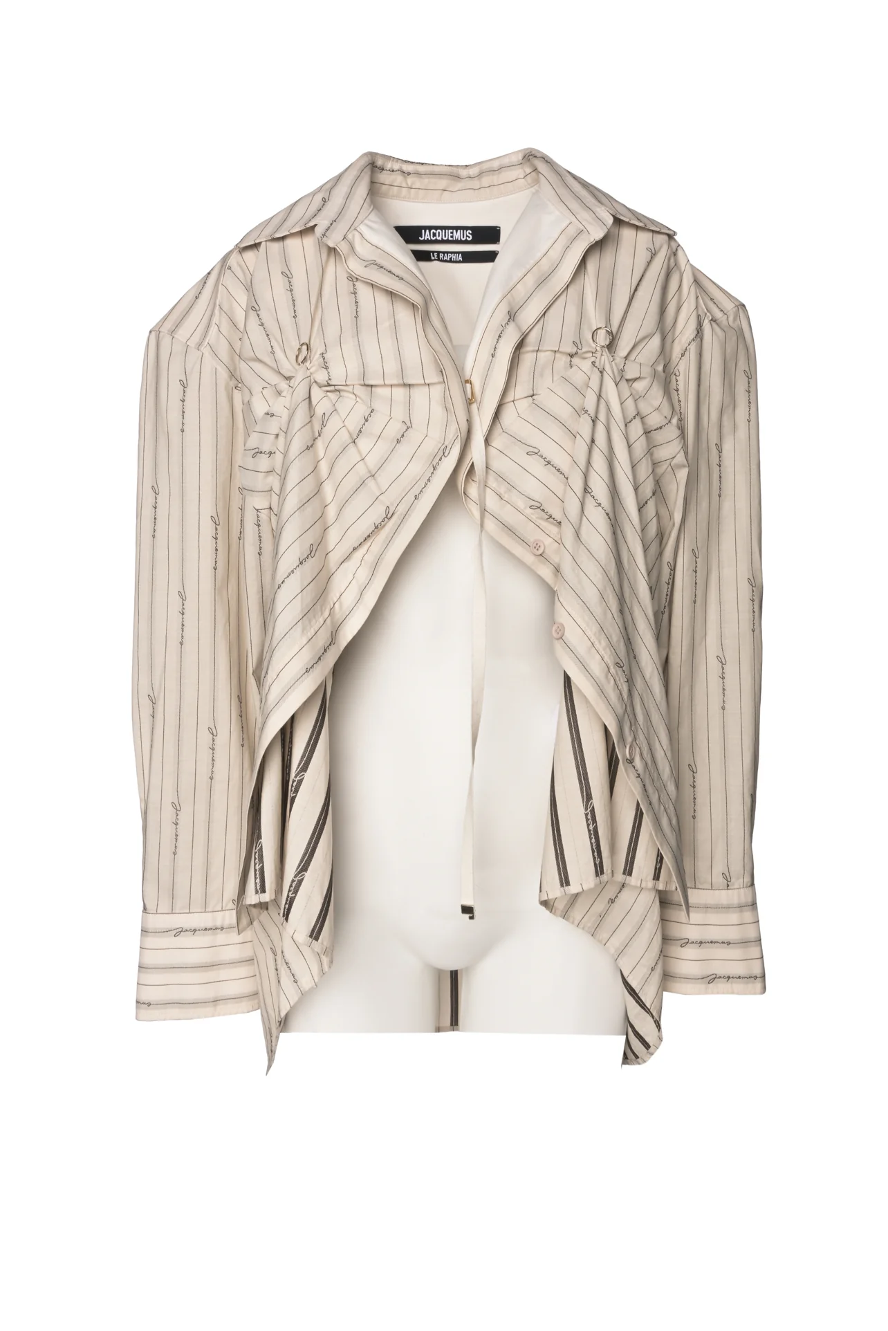 Jacquemus Size 46 Amaro Le Rapia Striped Logo Shirt