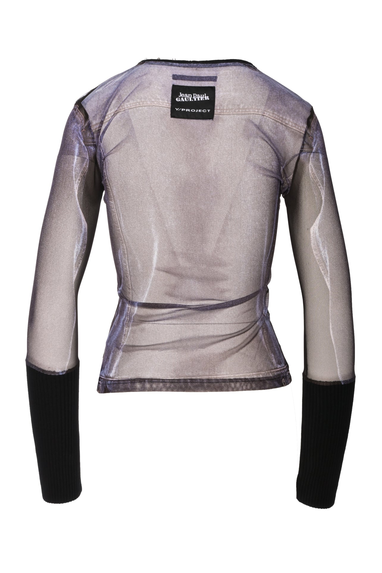 Jean Paul Gaultier x Y-Project Size 34 Trompe L'Oeil Hook & Eye Denim Mesh Top - Image 2