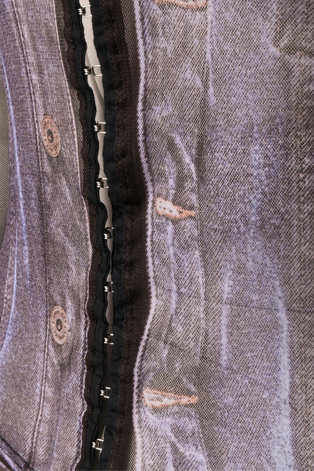Jean Paul Gaultier x Y-Project Size 34 Trompe L'Oeil Hook & Eye Denim Mesh Top - Image 3