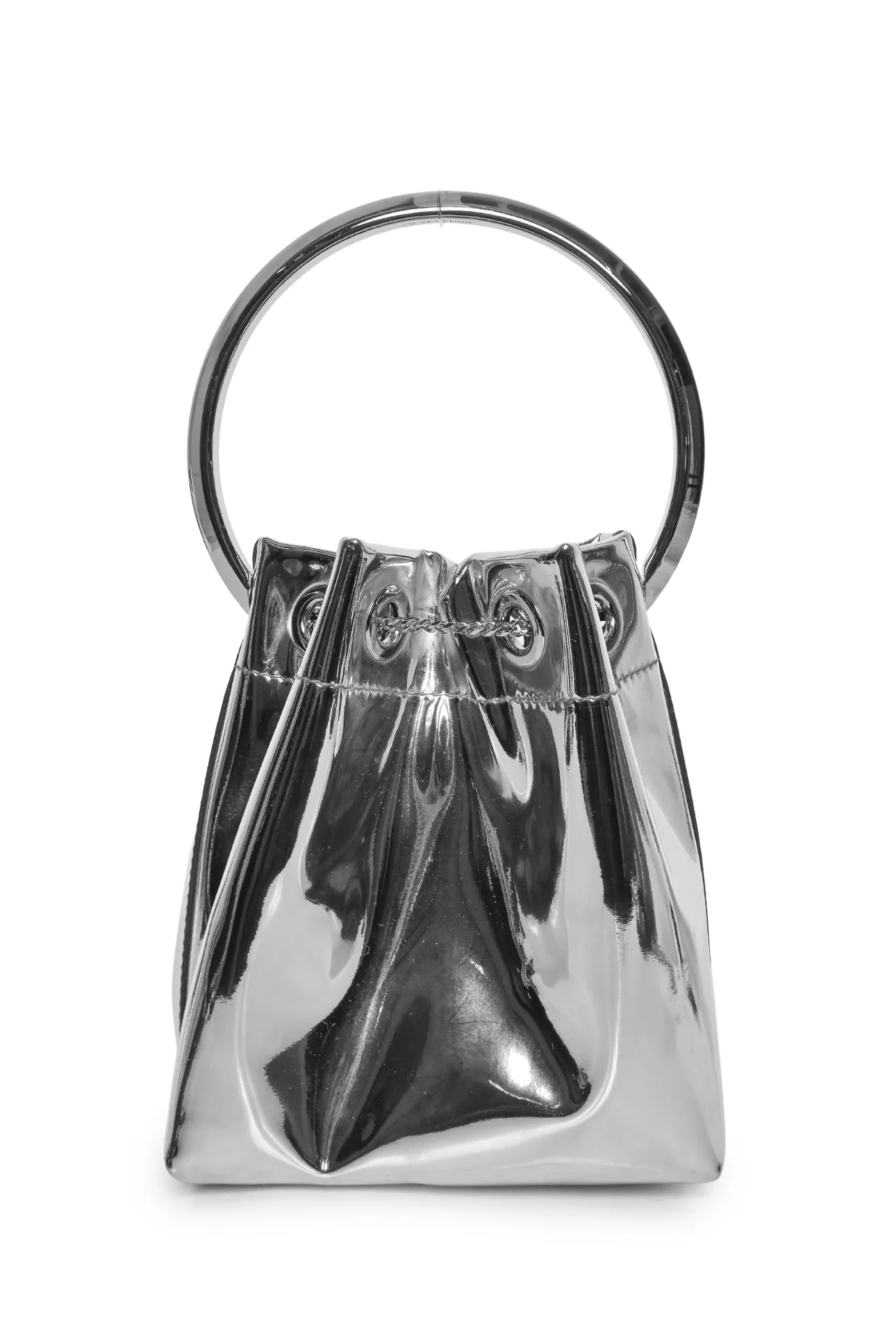 Jimmy Choo Silver Mirror Mini Bon Bon Bag Purse - Image 3