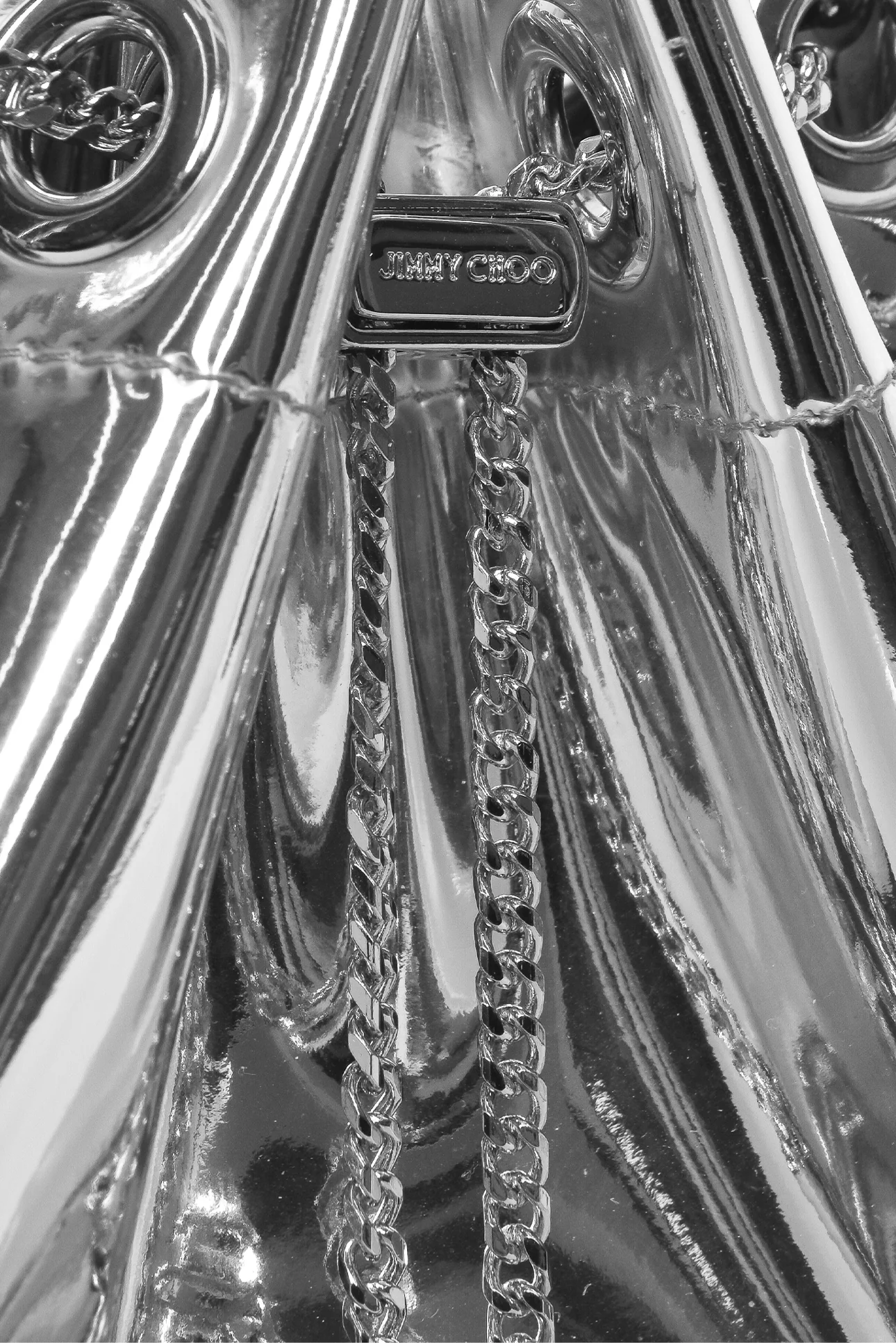 Jimmy Choo Silver Mirror Mini Bon Bon Bag Purse - Image 6