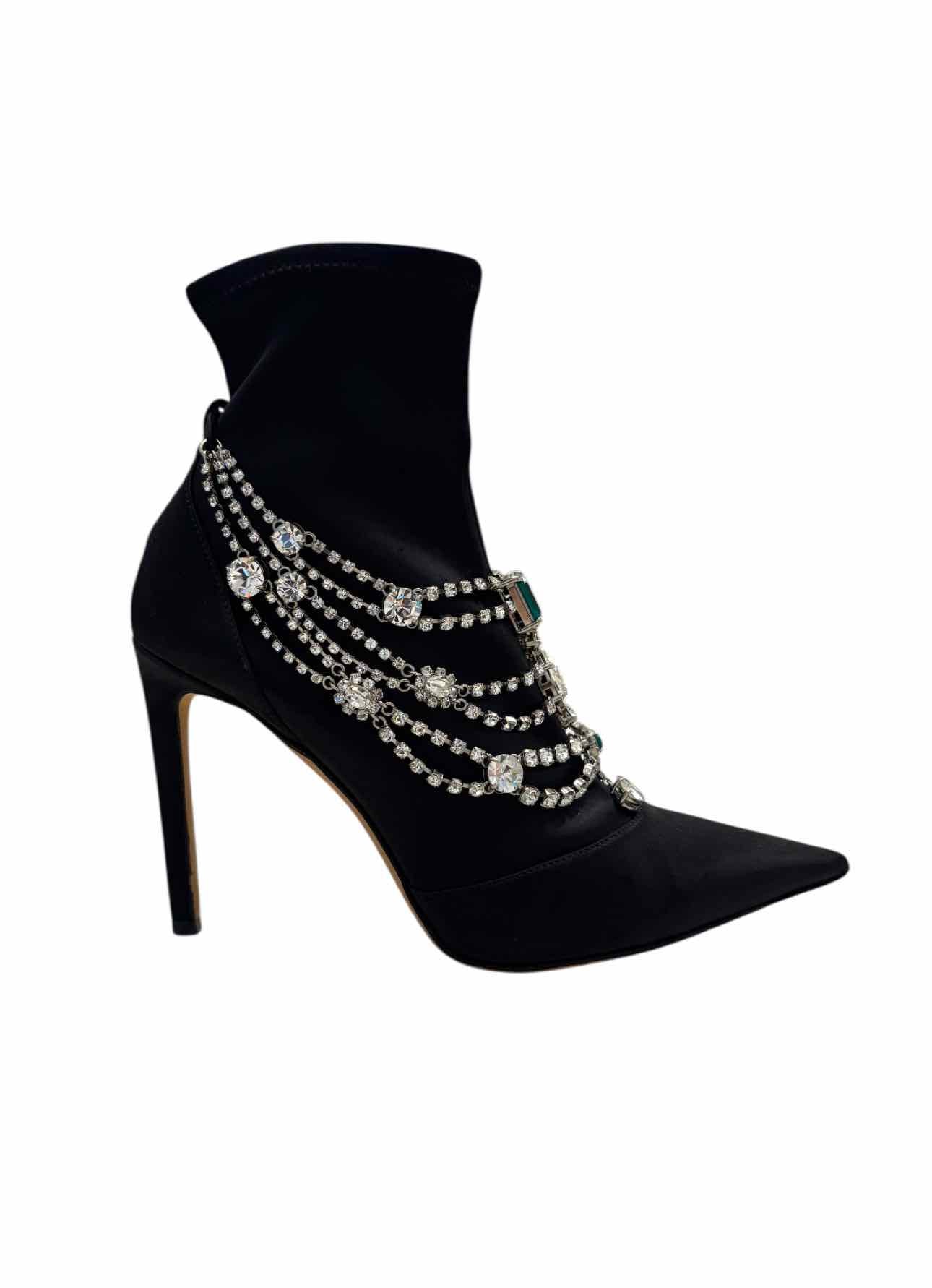 Jimmy Choo Size 36 Satin Crystal Ankle Boots