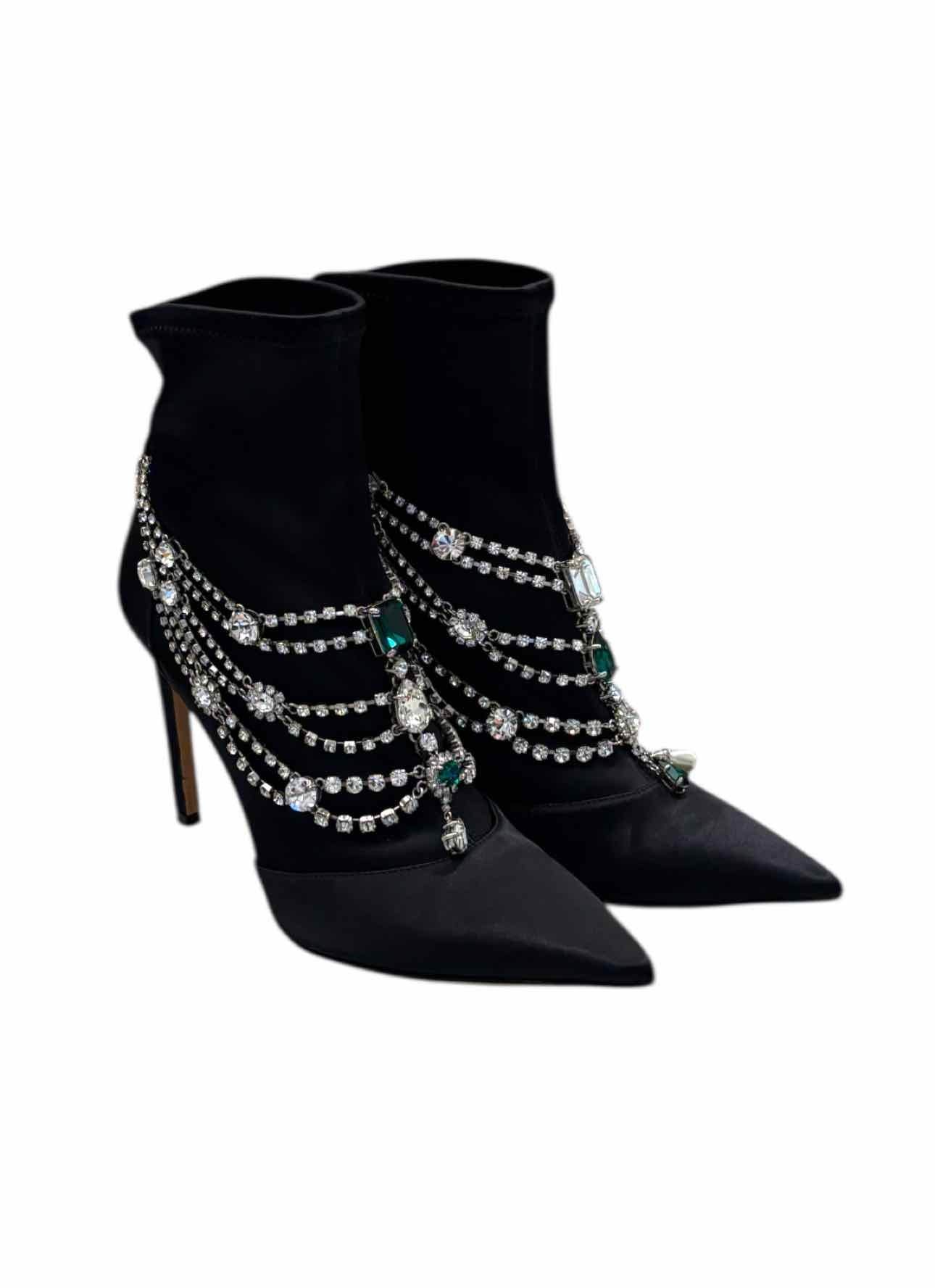Jimmy Choo Size 36 Satin Crystal Ankle Boots - Image 2