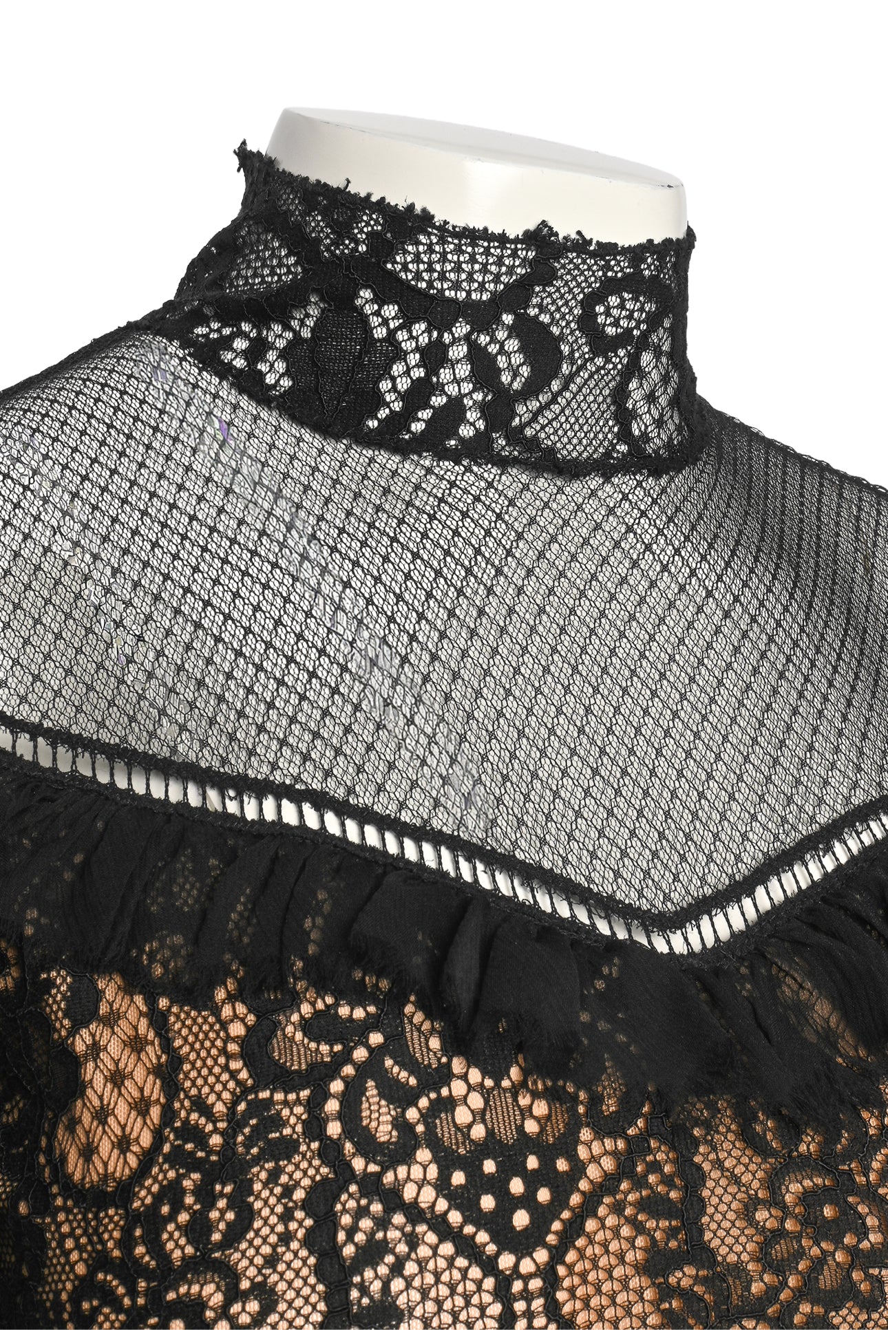 Jonathan Simkhai Size 0 Mixed Lace Mockneck Mini Dress - Image 3
