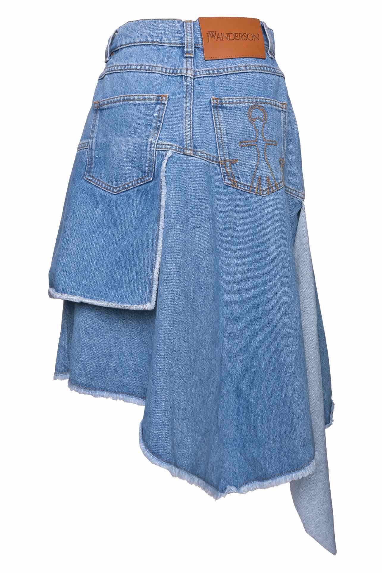 JW Anderson Size 4 Layered Hem Denim Midi Skirt - Image 2
