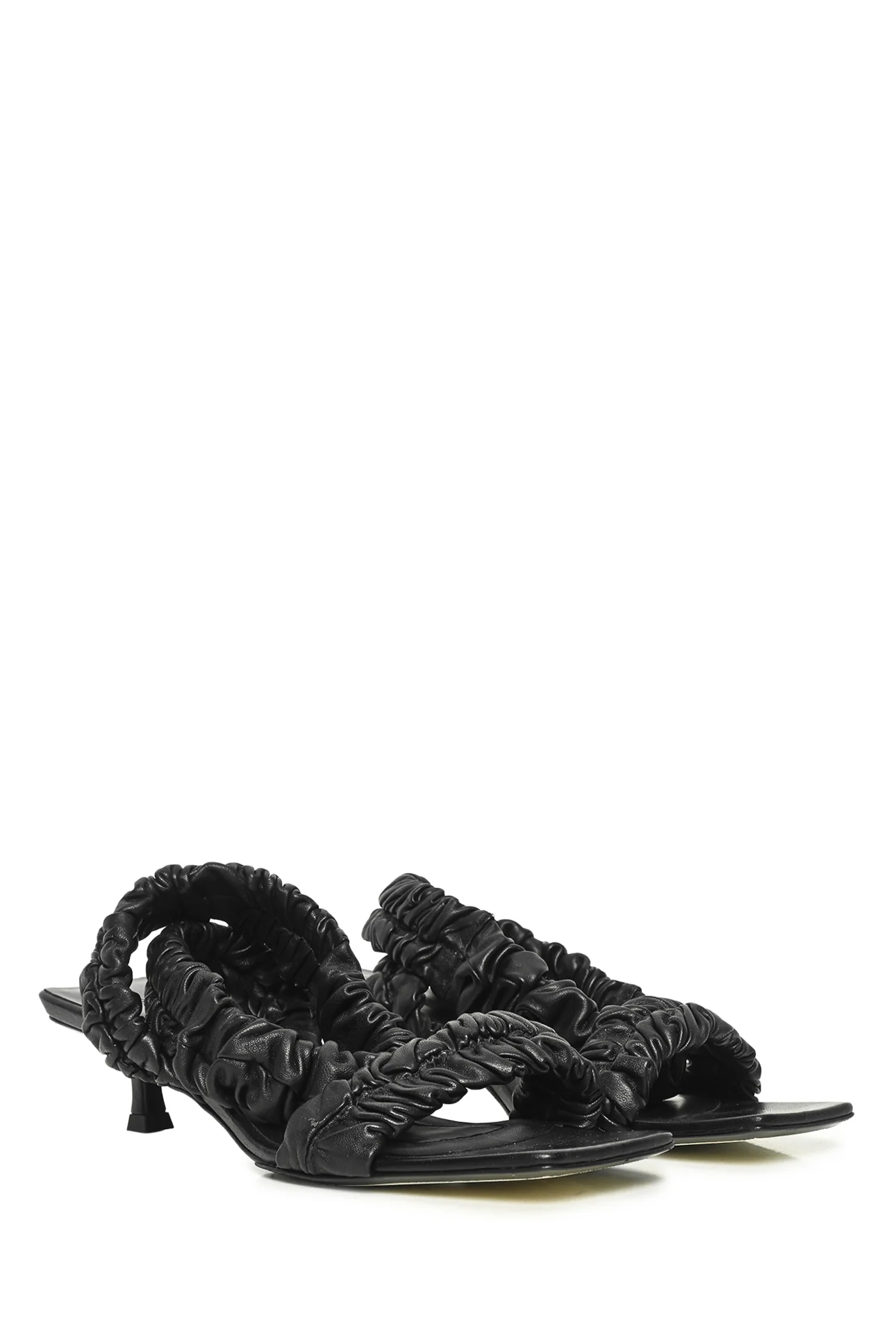 Khaite Size 39 Lexington Ruched Leather Kitten-Heel Sandals - Image 2