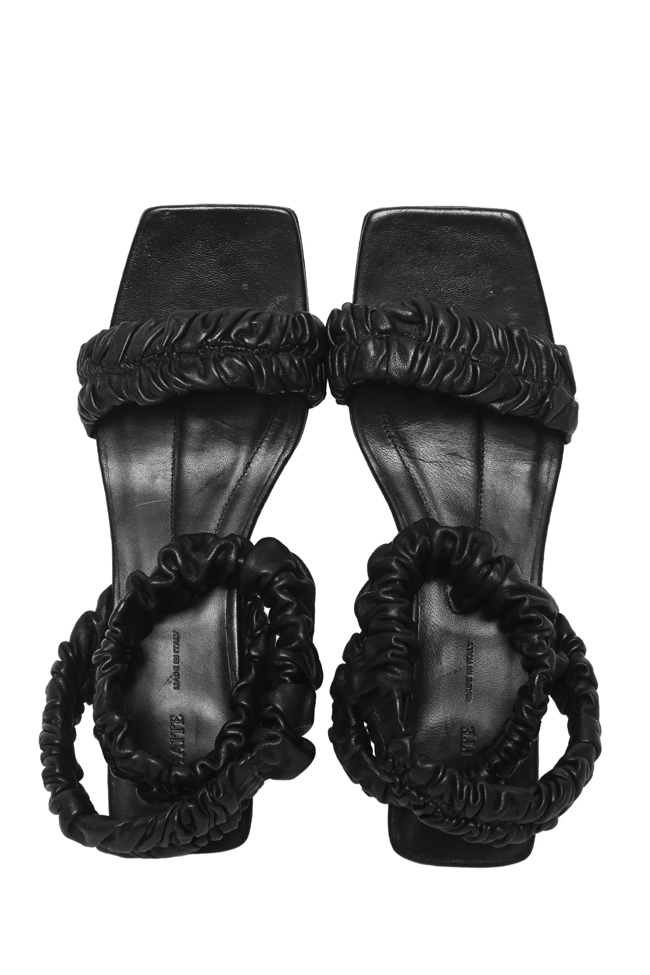 Khaite Size 39 Lexington Ruched Leather Kitten-Heel Sandals - Image 5