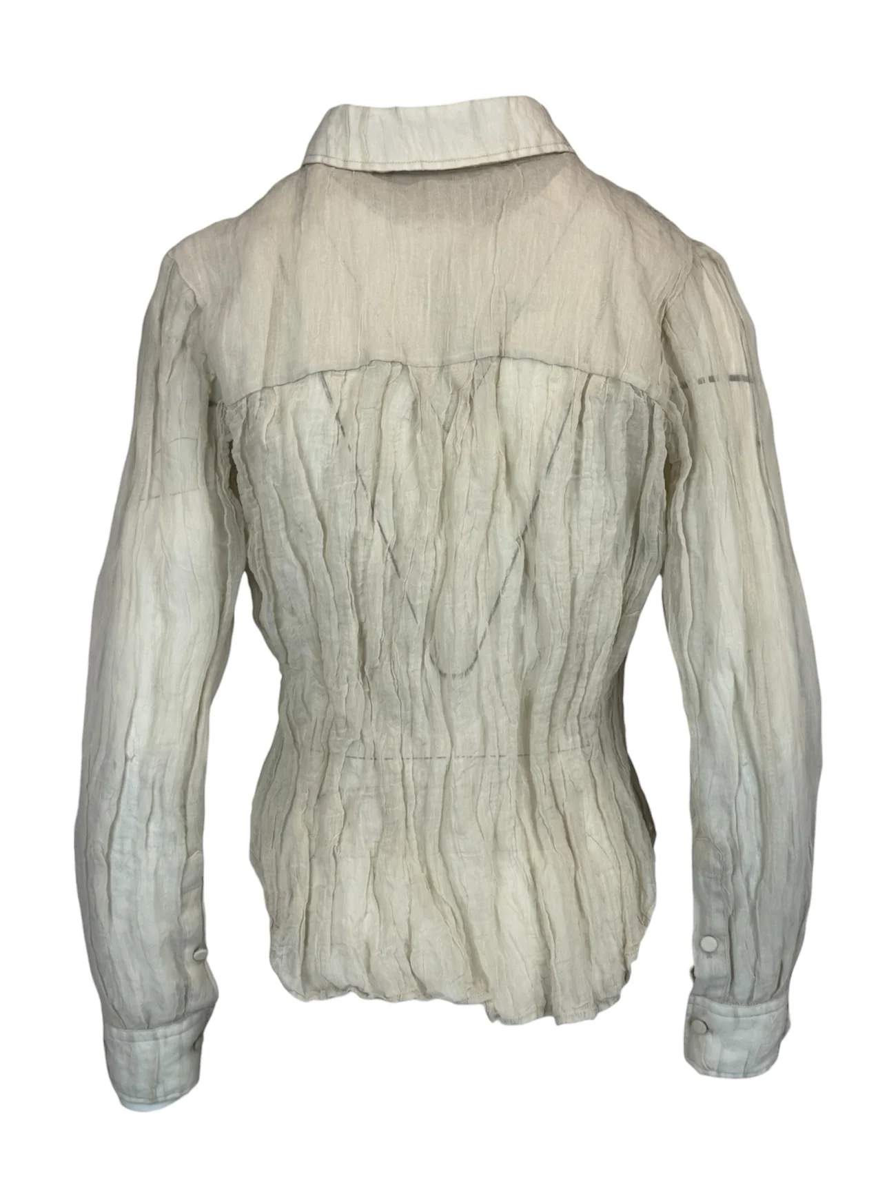 Khaite Size S Sheer Ruched Blouse - Image 2