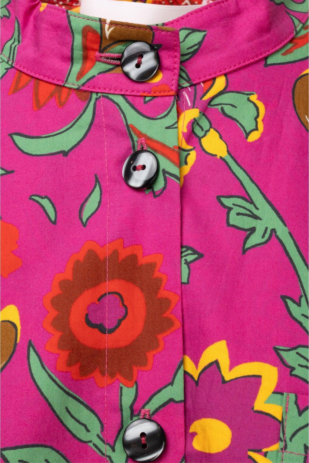 La Double J Size XL Bellini Dragon Flower Long Sleeve Cotton Maxi Dress - Image 3