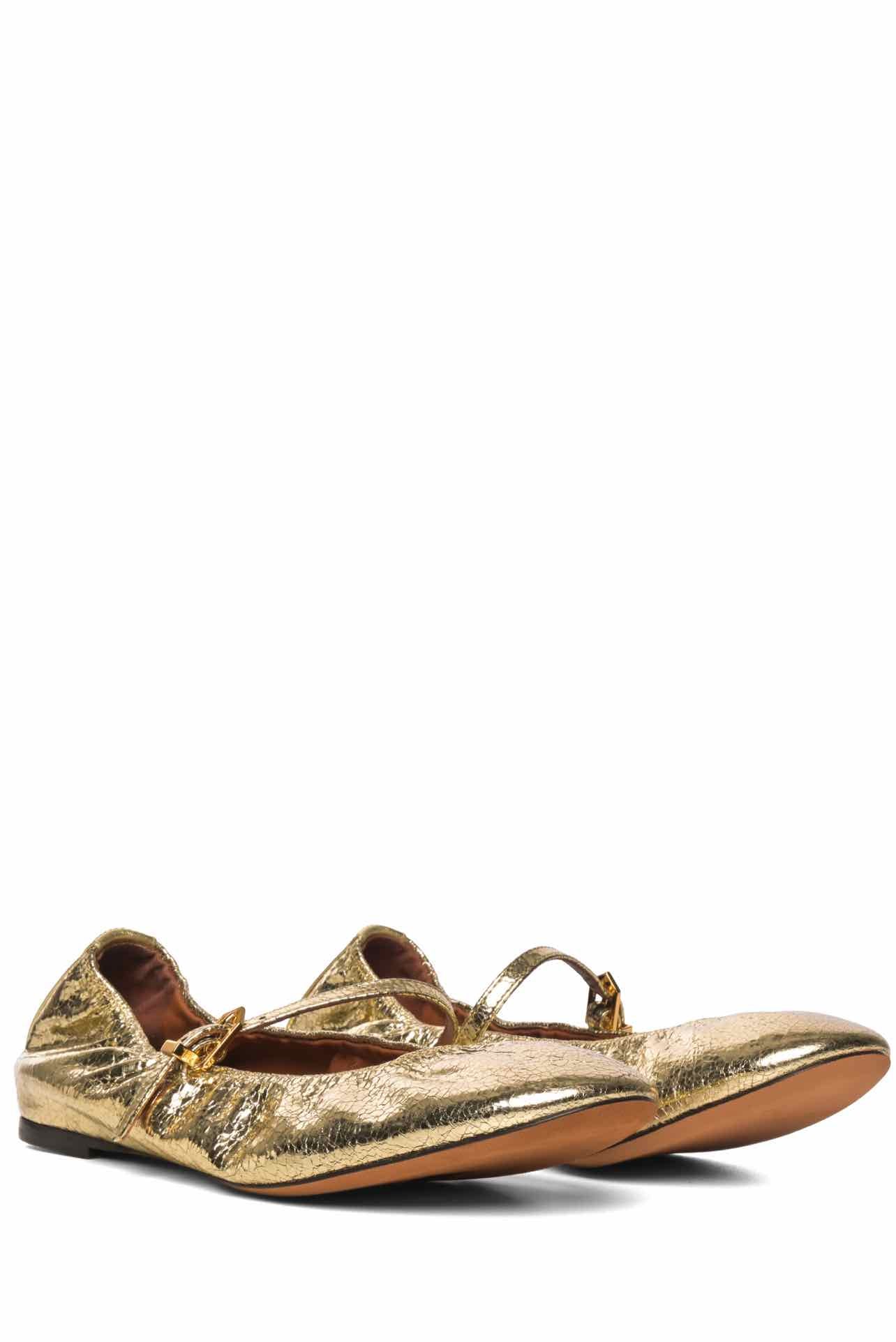 Lanvin Size 38 Gold Mary Jane Ballerina Flats - Image 2