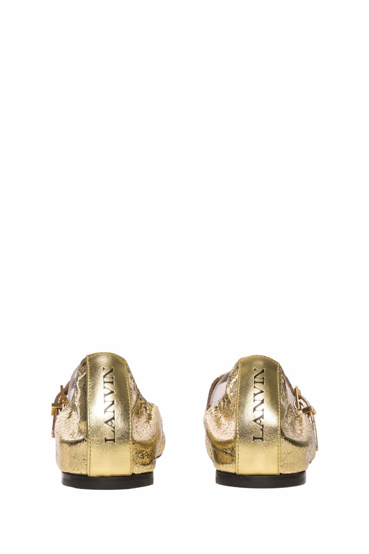 Lanvin Size 38 Gold Mary Jane Ballerina Flats - Image 5