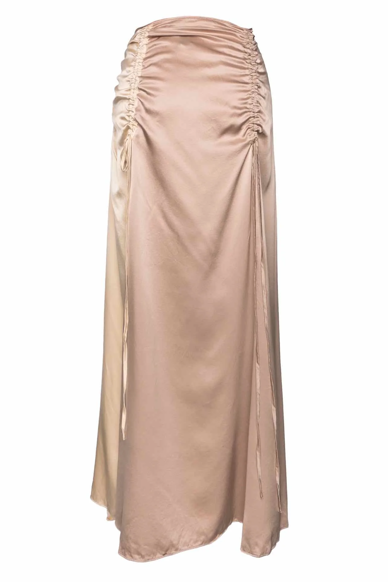 Lee Mathews Size 3 Two-Tone Drawstring Gathered Silk Maxi Skirt - Image 2
