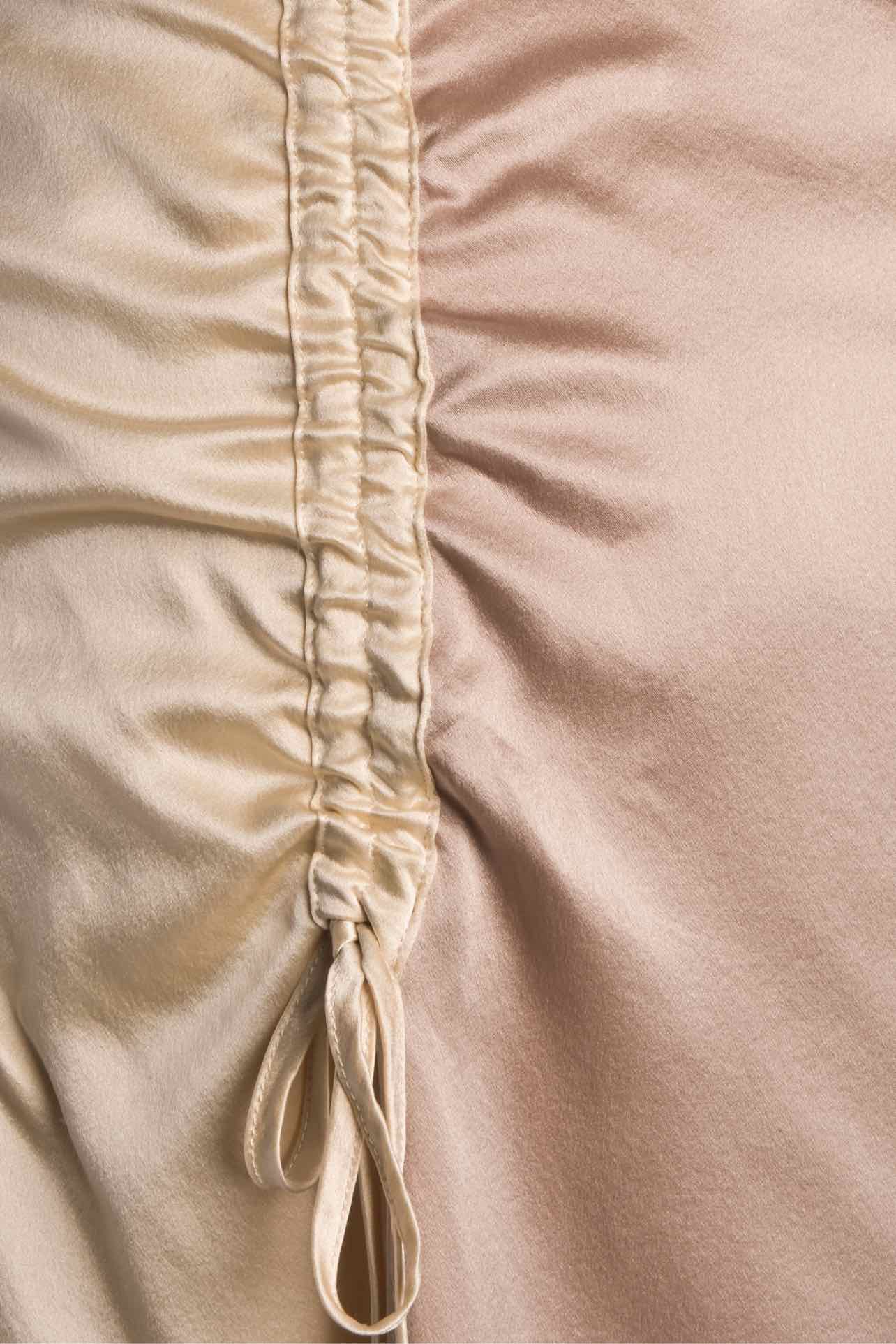 Lee Mathews Size 3 Two-Tone Drawstring Gathered Silk Maxi Skirt - Image 3