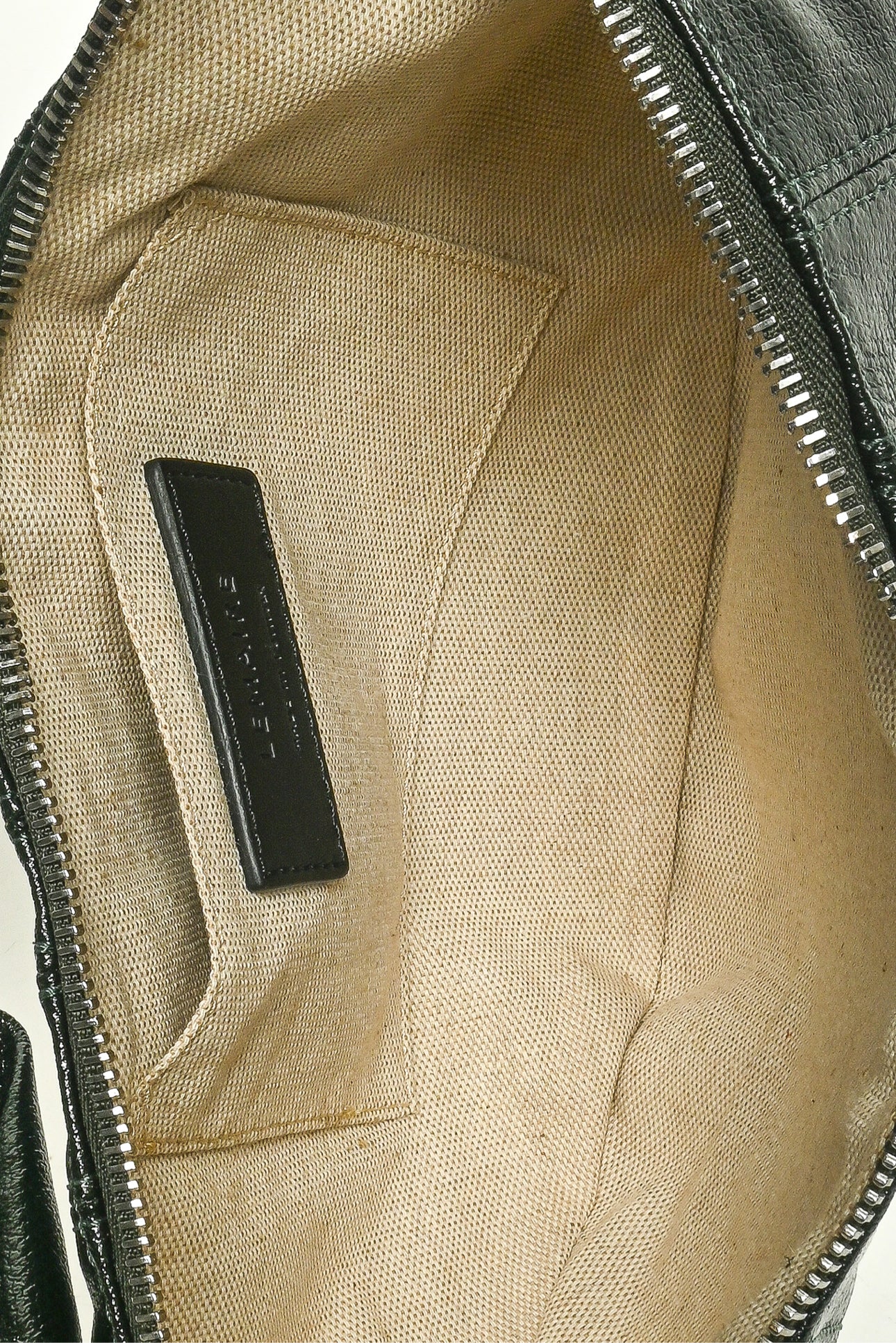 Lemaire Dark Forest Green Small Coated Canvas Croissant Crossbody Bag - Image 6