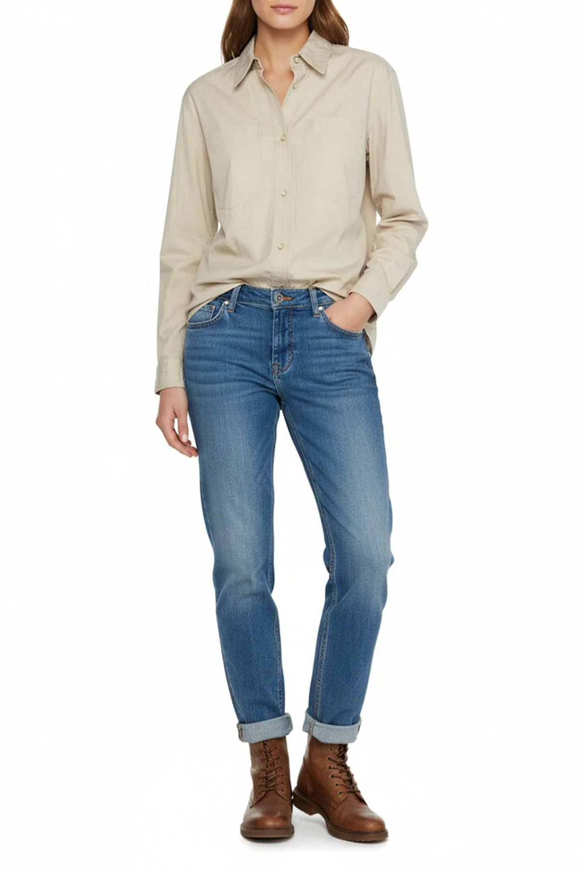 LEMAIRE Size 34 Snap Pointed Collar Blouse - Image 2