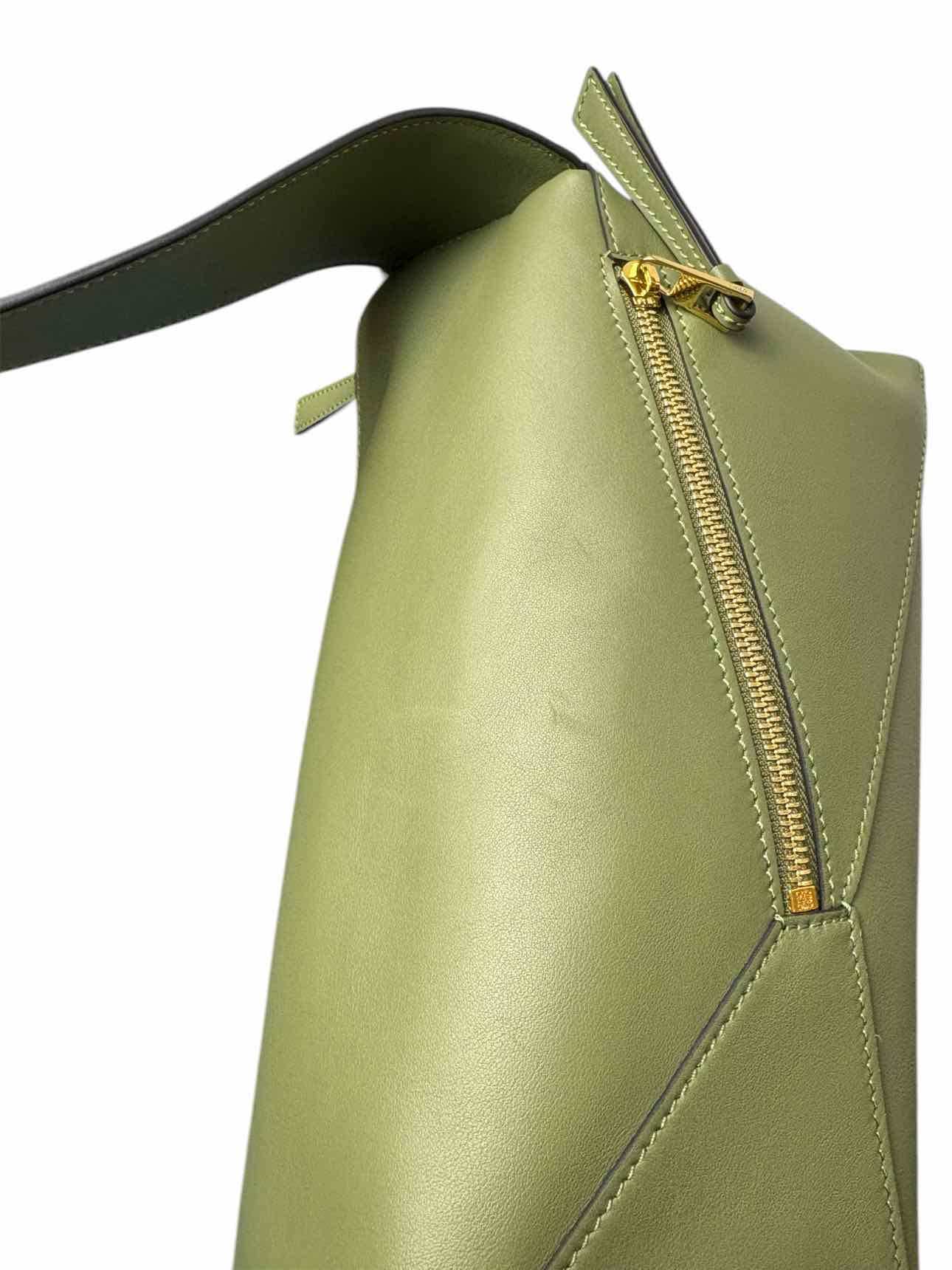 Loewe Avacado Green Leather Puzzle Hobo Purse - Image 7