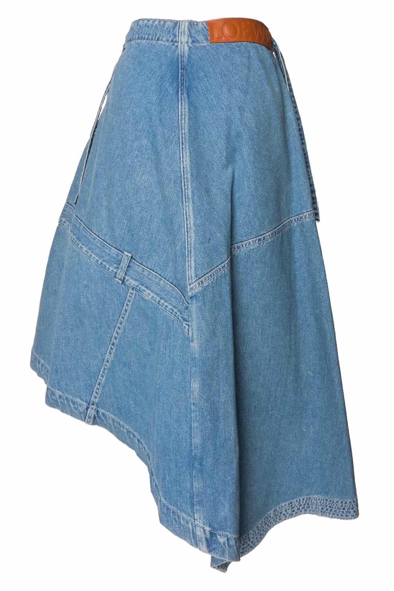 Loewe Size 36 Patchwork Asymmetrical Denim Skirt - Image 2