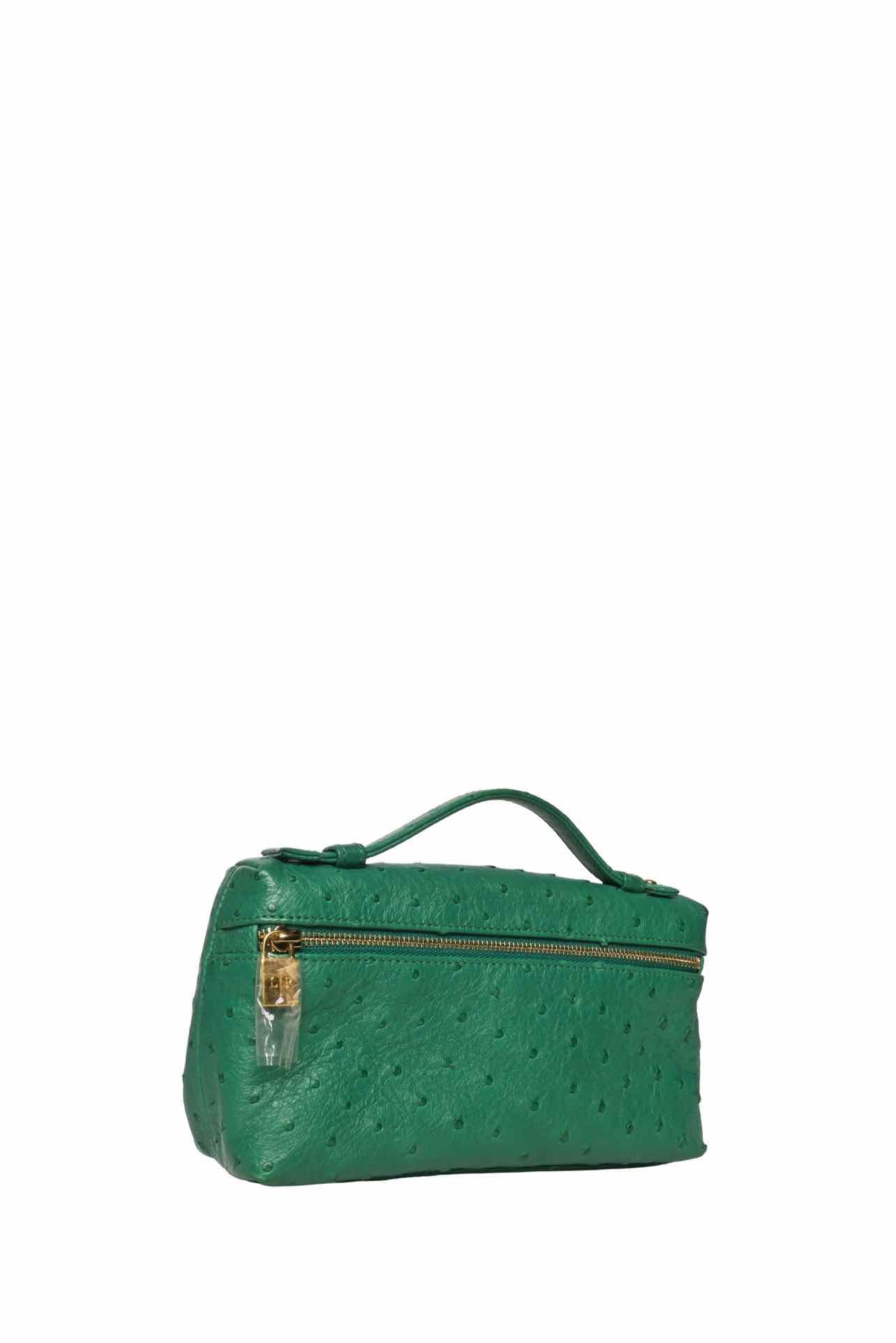 Loro Piana L19 Ostrich Leather Top Handle Pouch Purse - Image 2