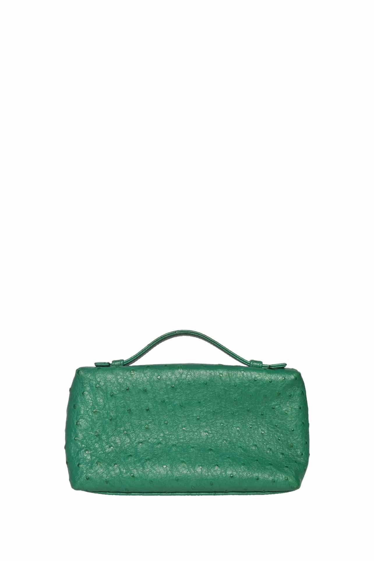 Loro Piana L19 Ostrich Leather Top Handle Pouch Purse - Image 3