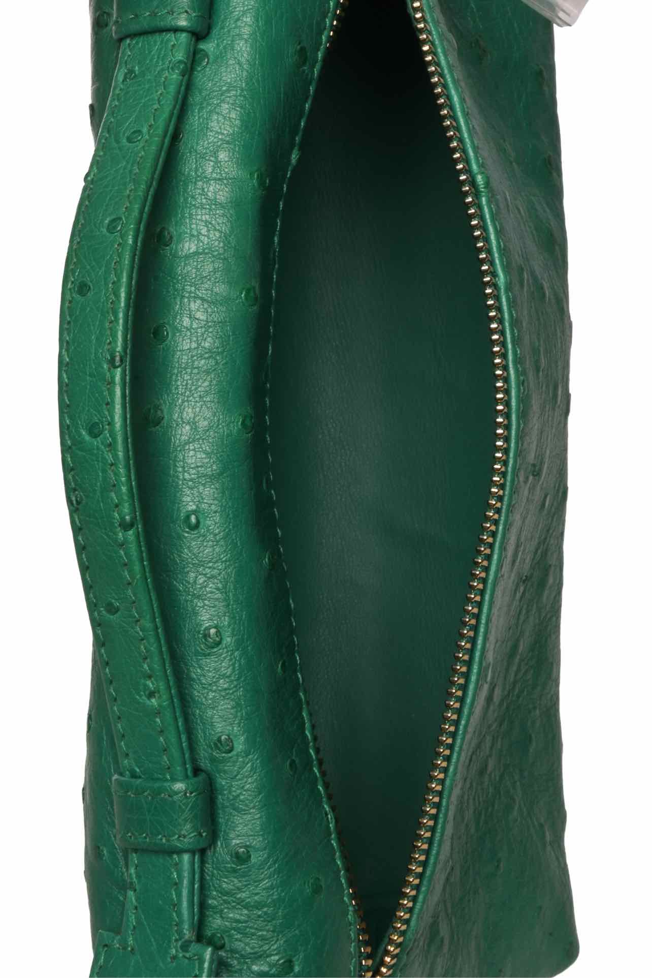 Loro Piana L19 Ostrich Leather Top Handle Pouch Purse - Image 6