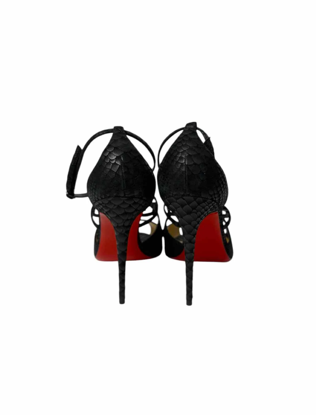 Louboutin Size 38.5 Embossed Snake Print Leather Pumps - Image 4