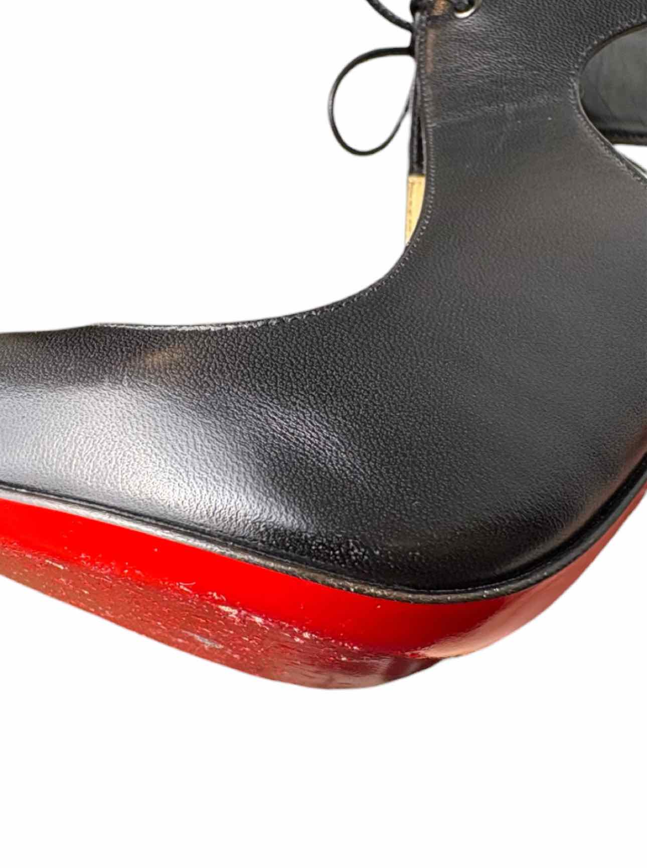 Louboutin Size 38.5 Leather Lace-up Pumps - Image 10