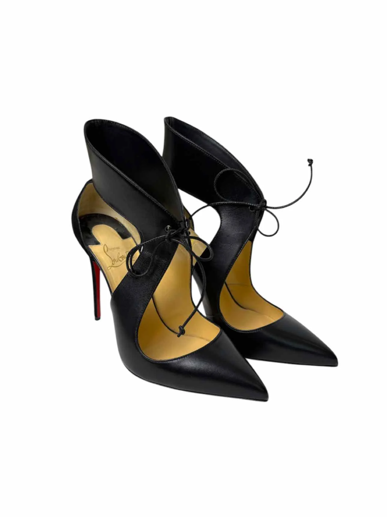Louboutin Size 38.5 Leather Lace-up Pumps - Image 2