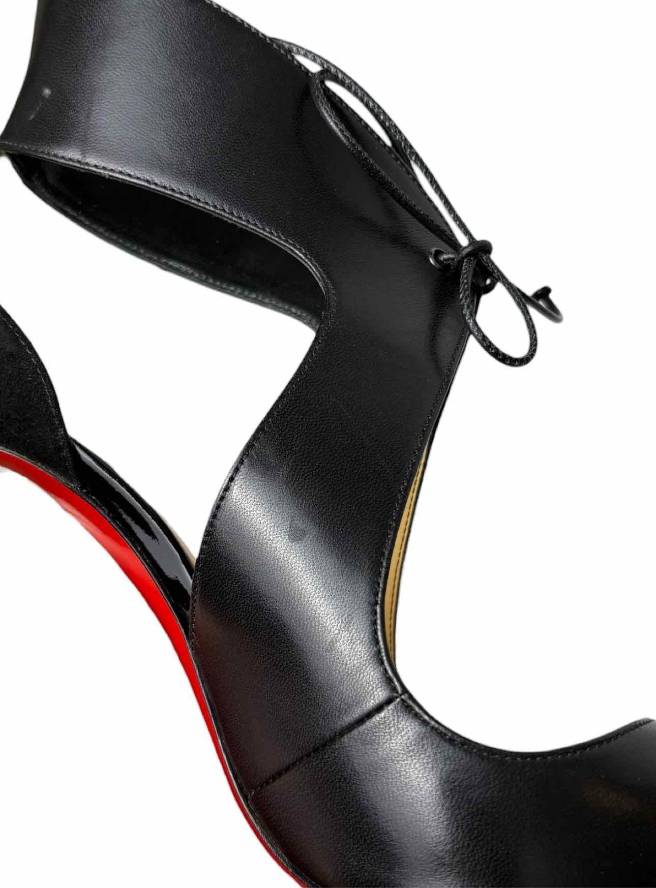 Louboutin Size 38.5 Leather Lace-up Pumps - Image 6