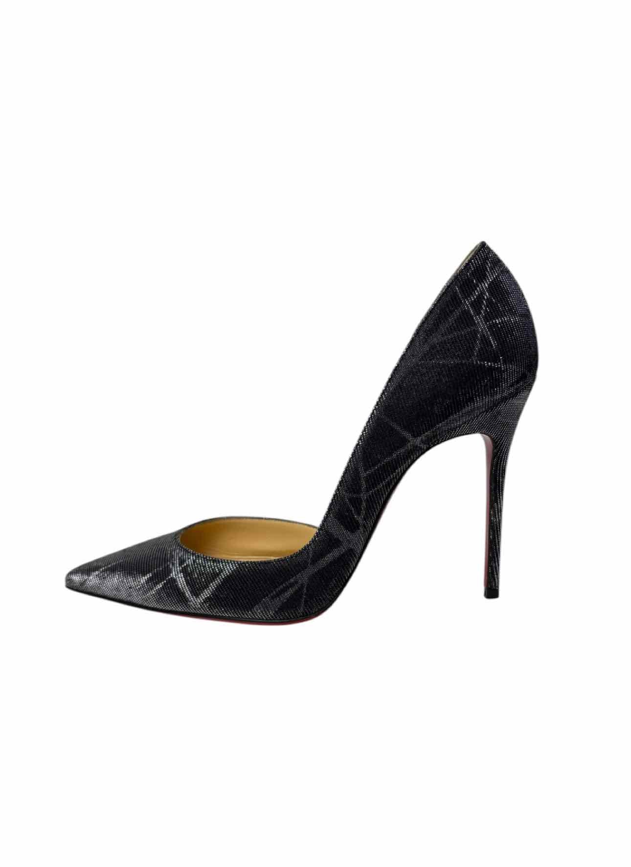 Louboutin Size 38 Metallic Glitter Fabric Pumps - Image 3