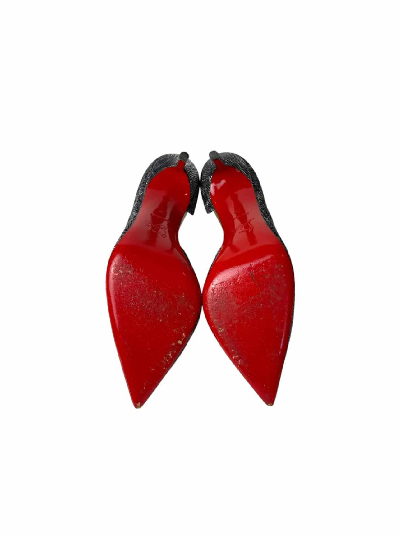 Louboutin Size 38 Metallic Glitter Fabric Pumps - Image 5