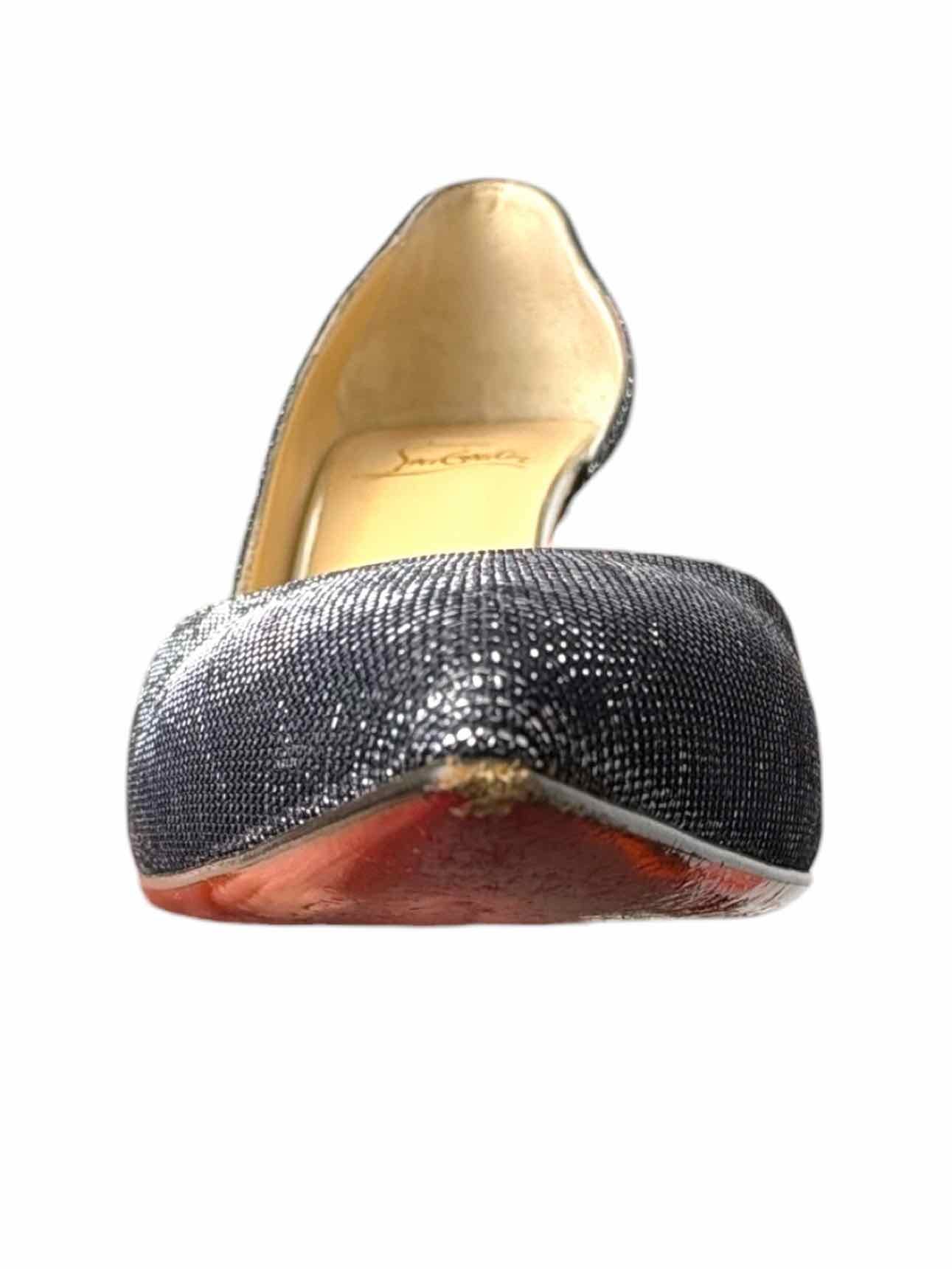 Louboutin Size 38 Metallic Glitter Fabric Pumps - Image 6