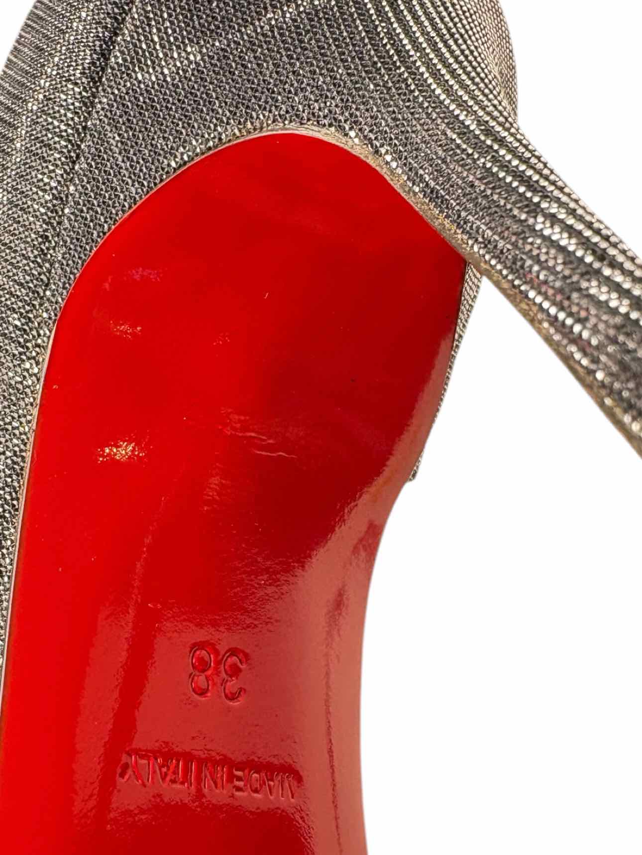 Louboutin Size 38 Metallic Glitter Fabric Pumps - Image 8